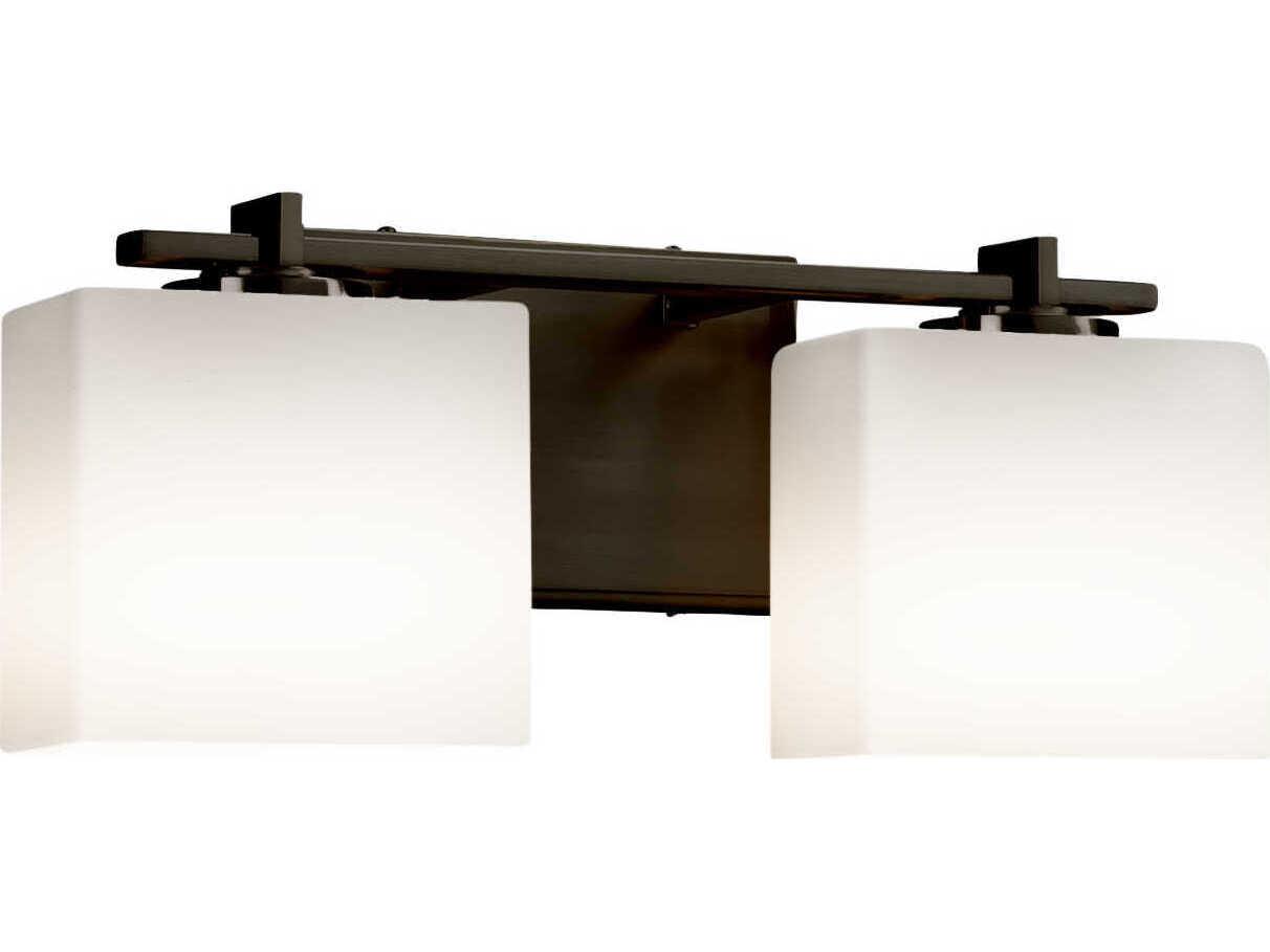 Justice Design Group Fusion 2-Light Nickel Glass Vanity Light
