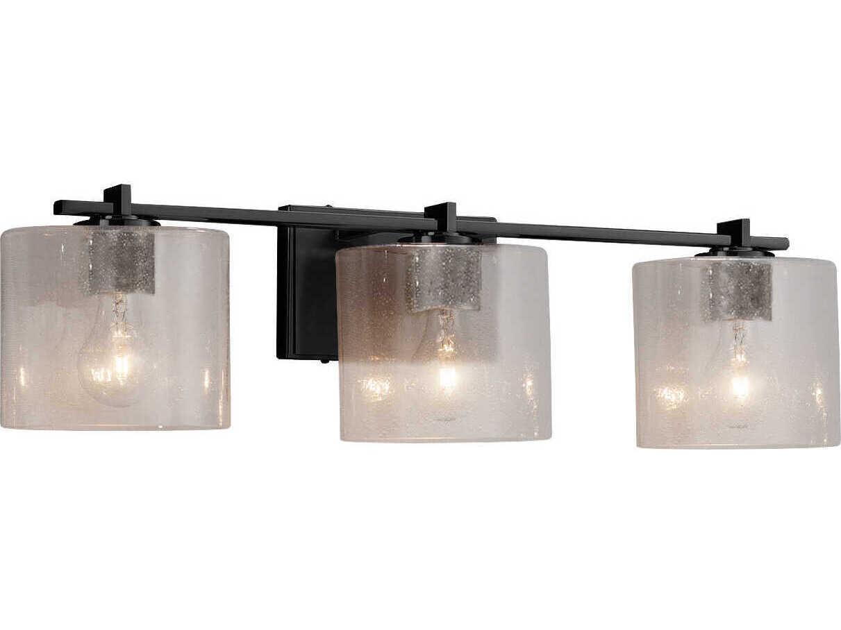 Justice Design Group Fusion 3-Light Nickel Glass Vanity Light