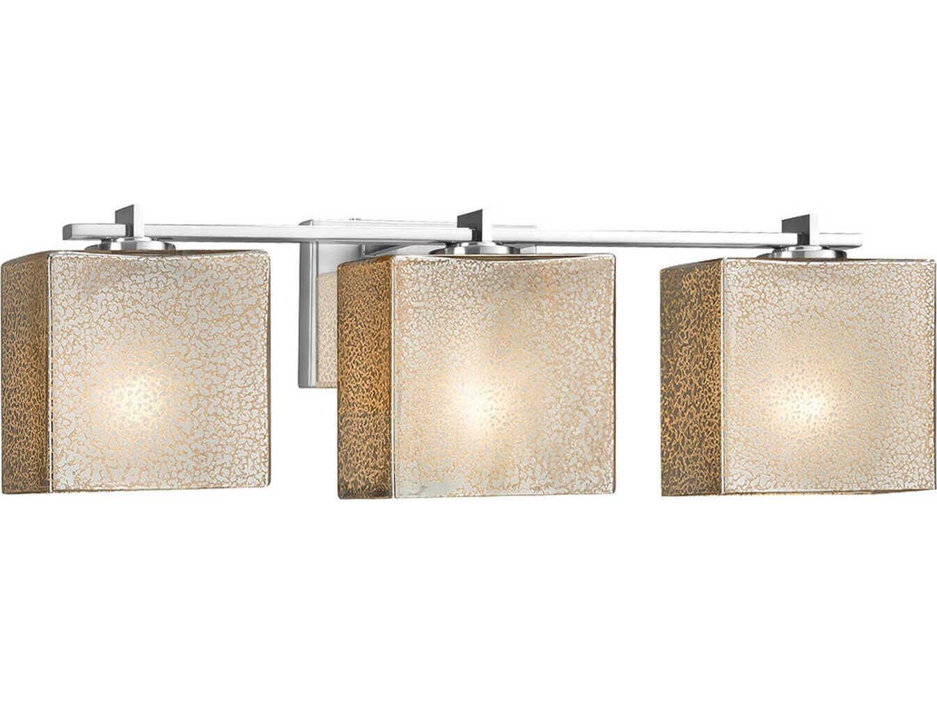 Justice Design Group Fusion 3-Light Nickel Glass Vanity Light