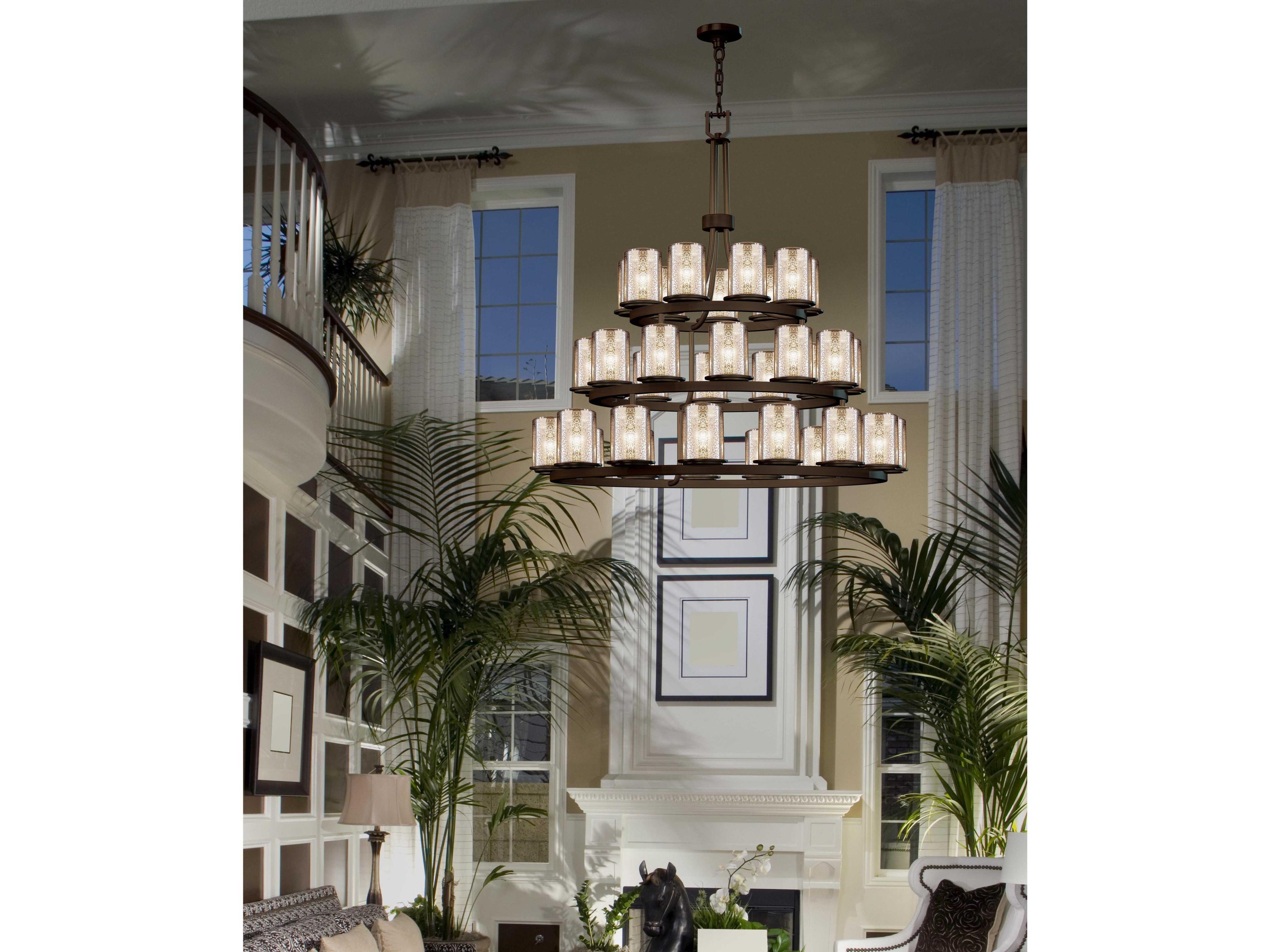 Justice Design Group Fusion 36-Light Black Glass Cylinder Tiered Chandelier