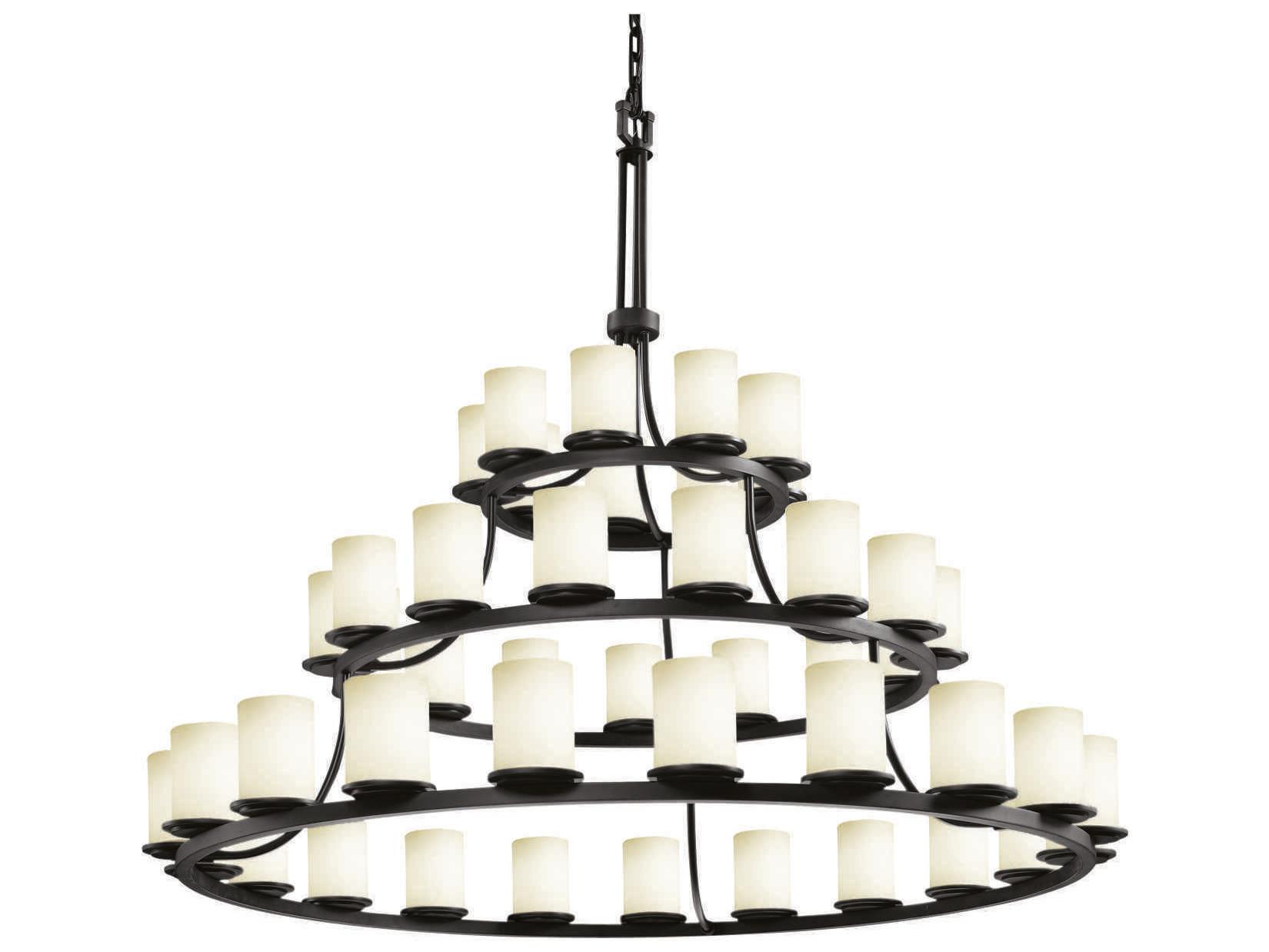 Justice Design Group Fusion 45-Light Black Glass Cylinder Tiered Chandelier