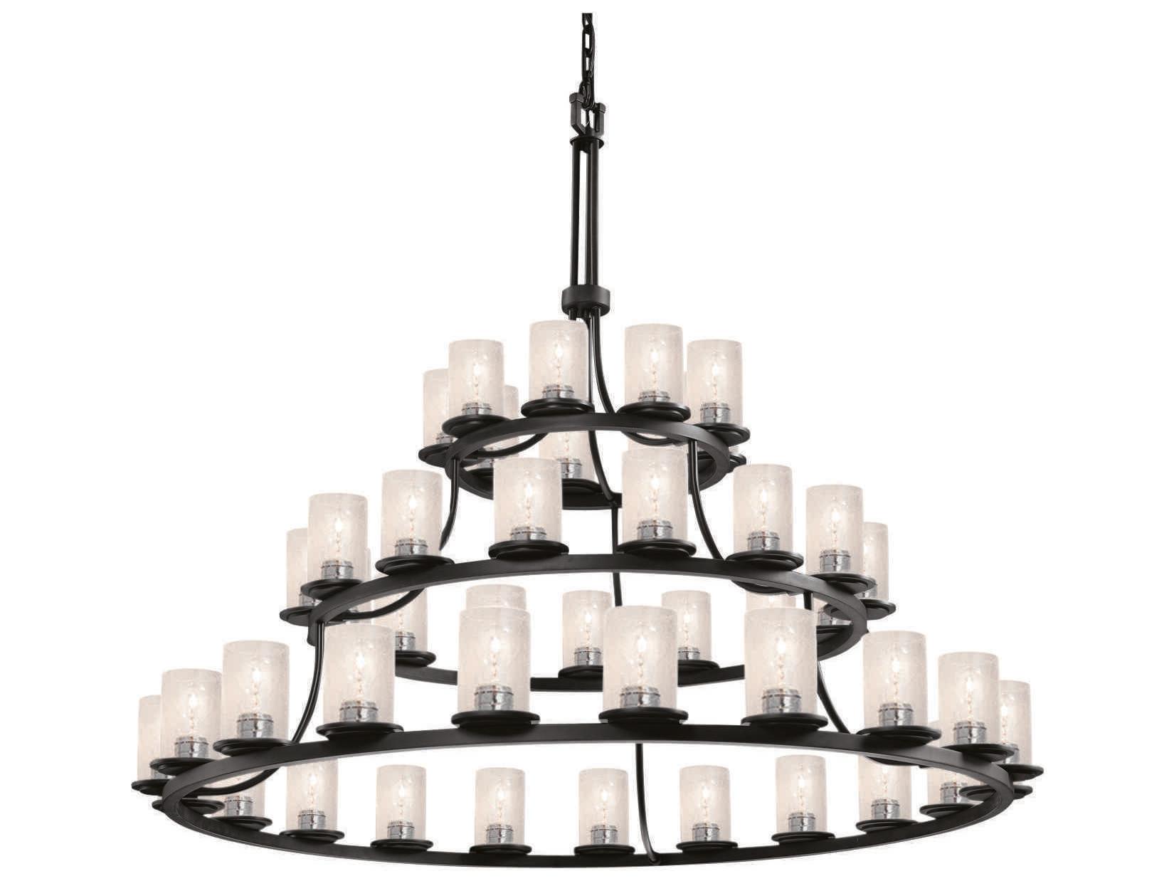 Justice Design Group Fusion 45-Light Black Glass Cylinder Tiered Chandelier