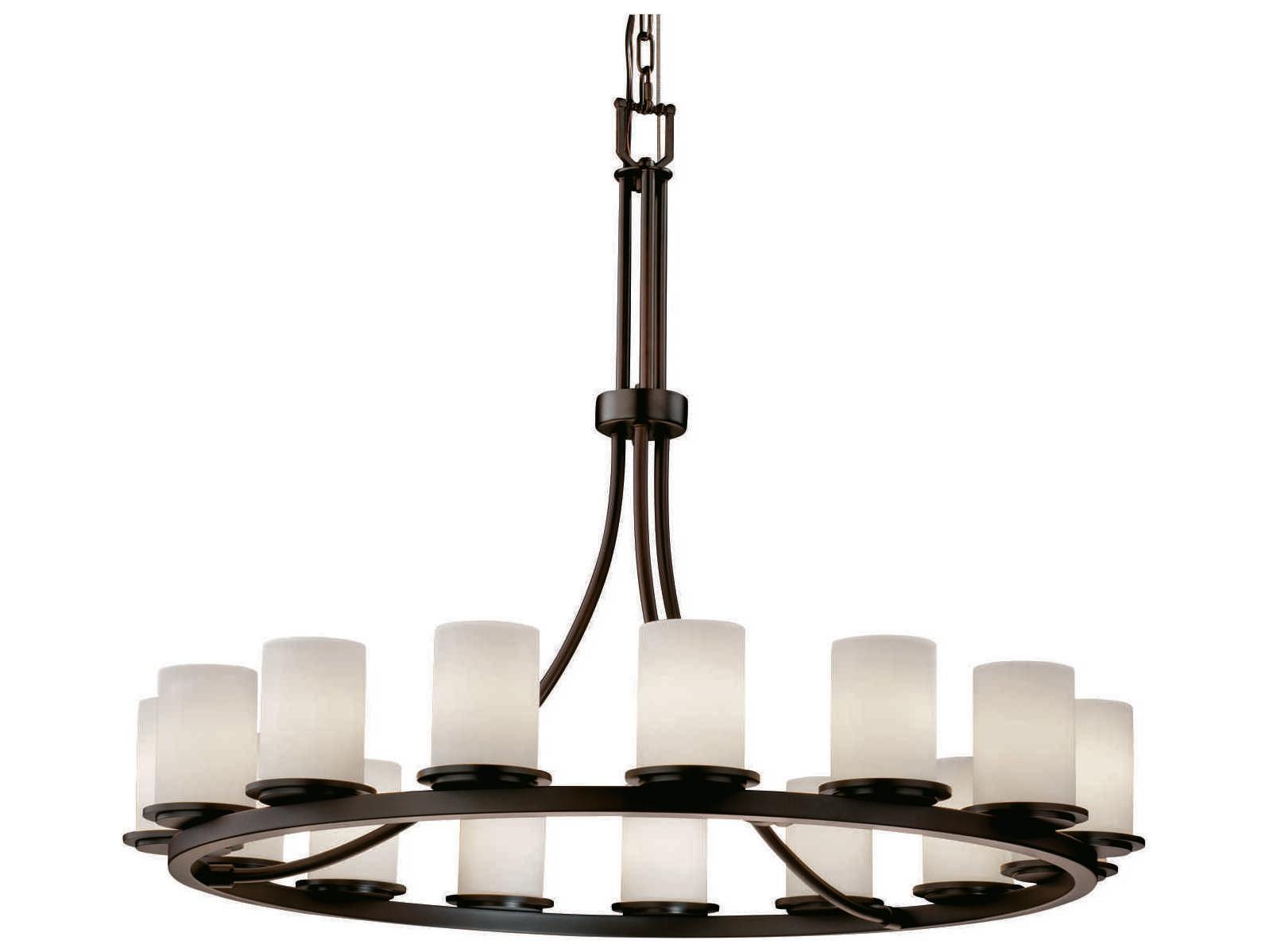 Justice Design Group Fusion 15-Light Black Glass Cylinder Chandelier