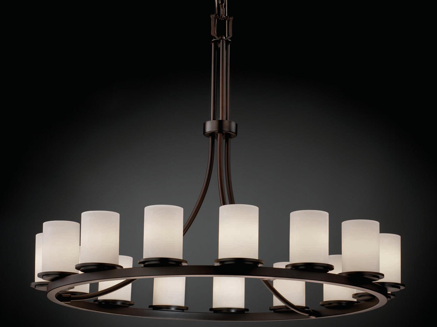 Justice Design Group Fusion 15-Light Black Glass Cylinder Chandelier