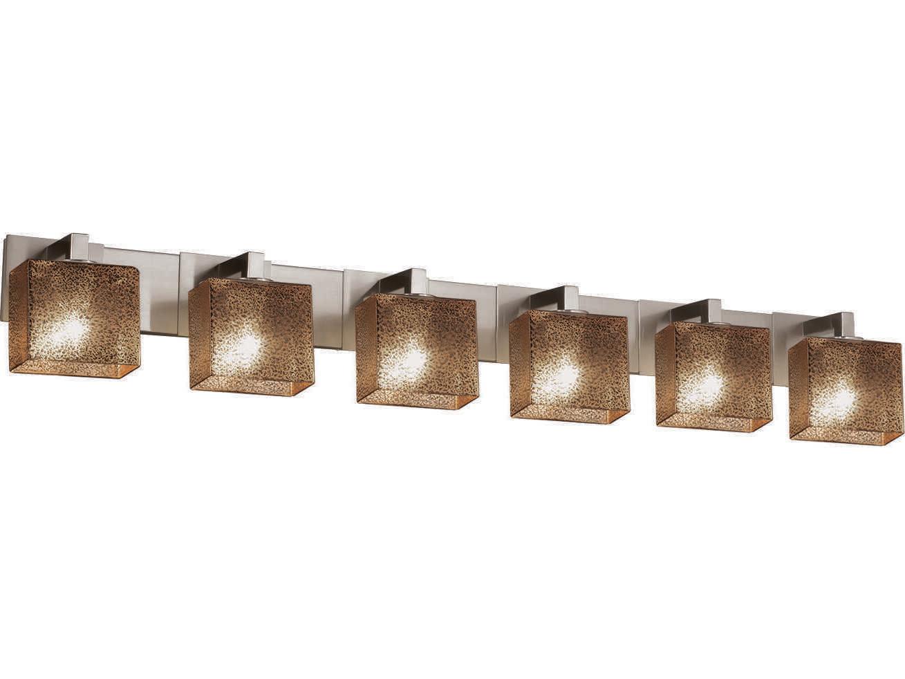 Justice Design Group Fusion 6-Light Nickel Glass Vanity Light