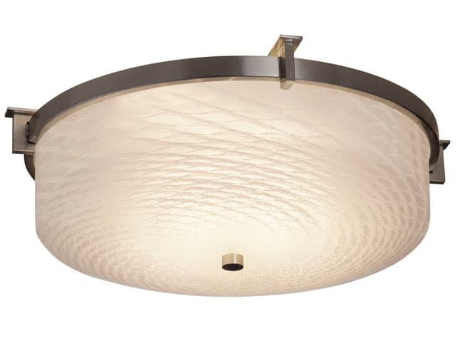 Justice Design Group Fusion Nickel Glass Round Flush Mount