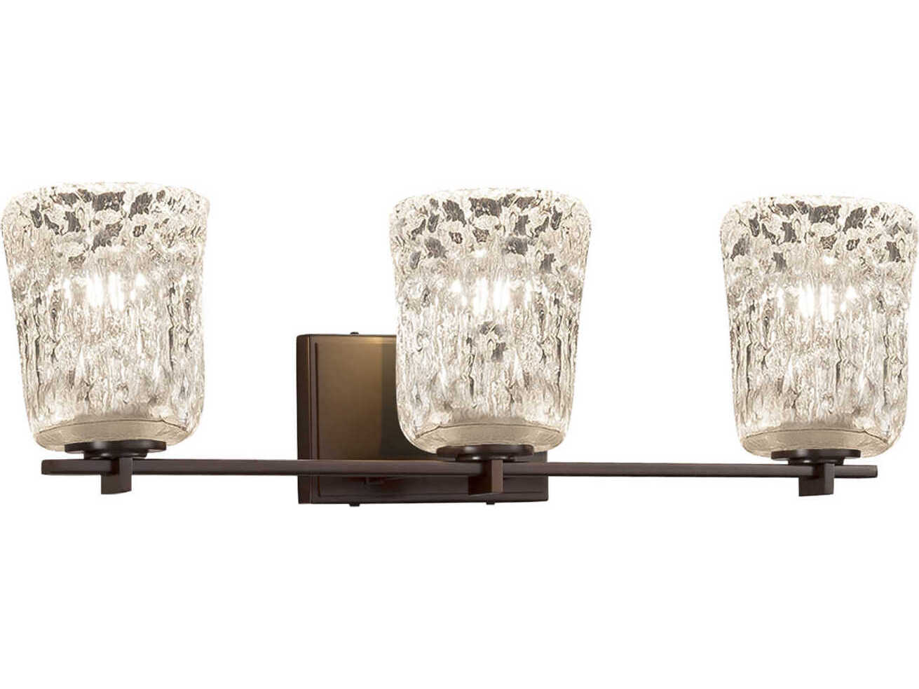 Justice Design Group Veneto Luce 3-Light Bronze Glass Vanity Light