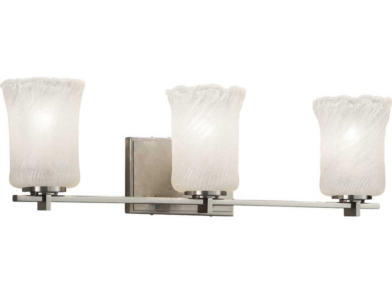 Justice Design Group Veneto Luce 3-Light Bronze Glass Vanity Light