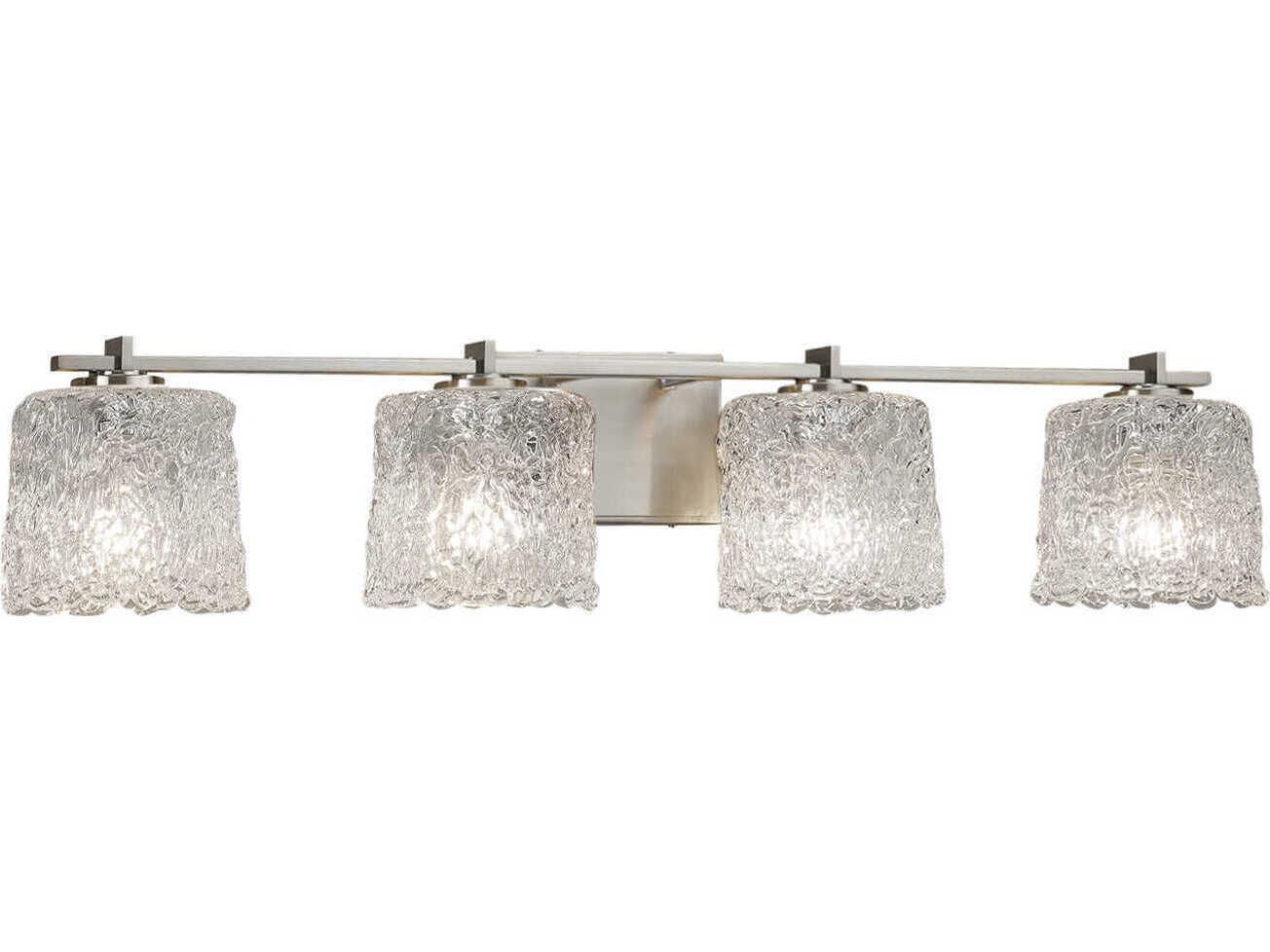Justice Design Group Veneto Luce 4-Light Nickel Glass Vanity Light
