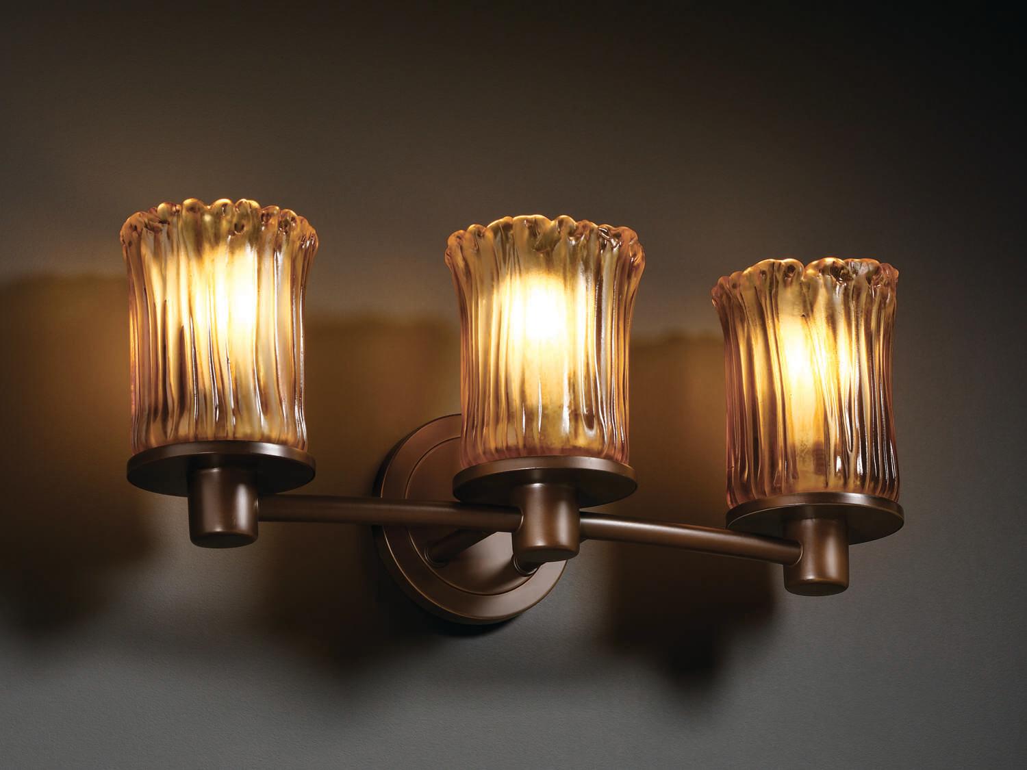 Justice Design Group Veneto Luce 3-Light Bronze Glass Vanity Light