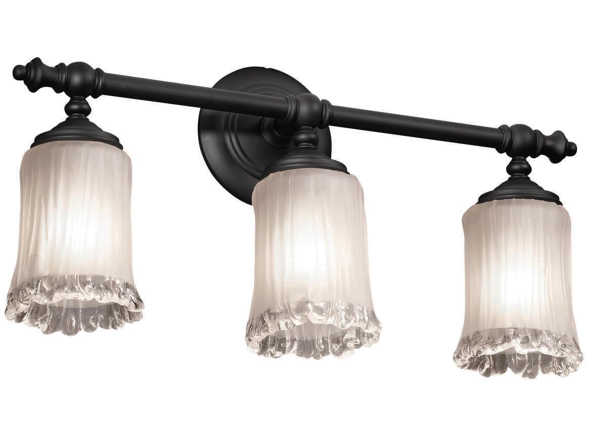 Justice Design Group Veneto Luce 3-Light Black Glass Vanity Light