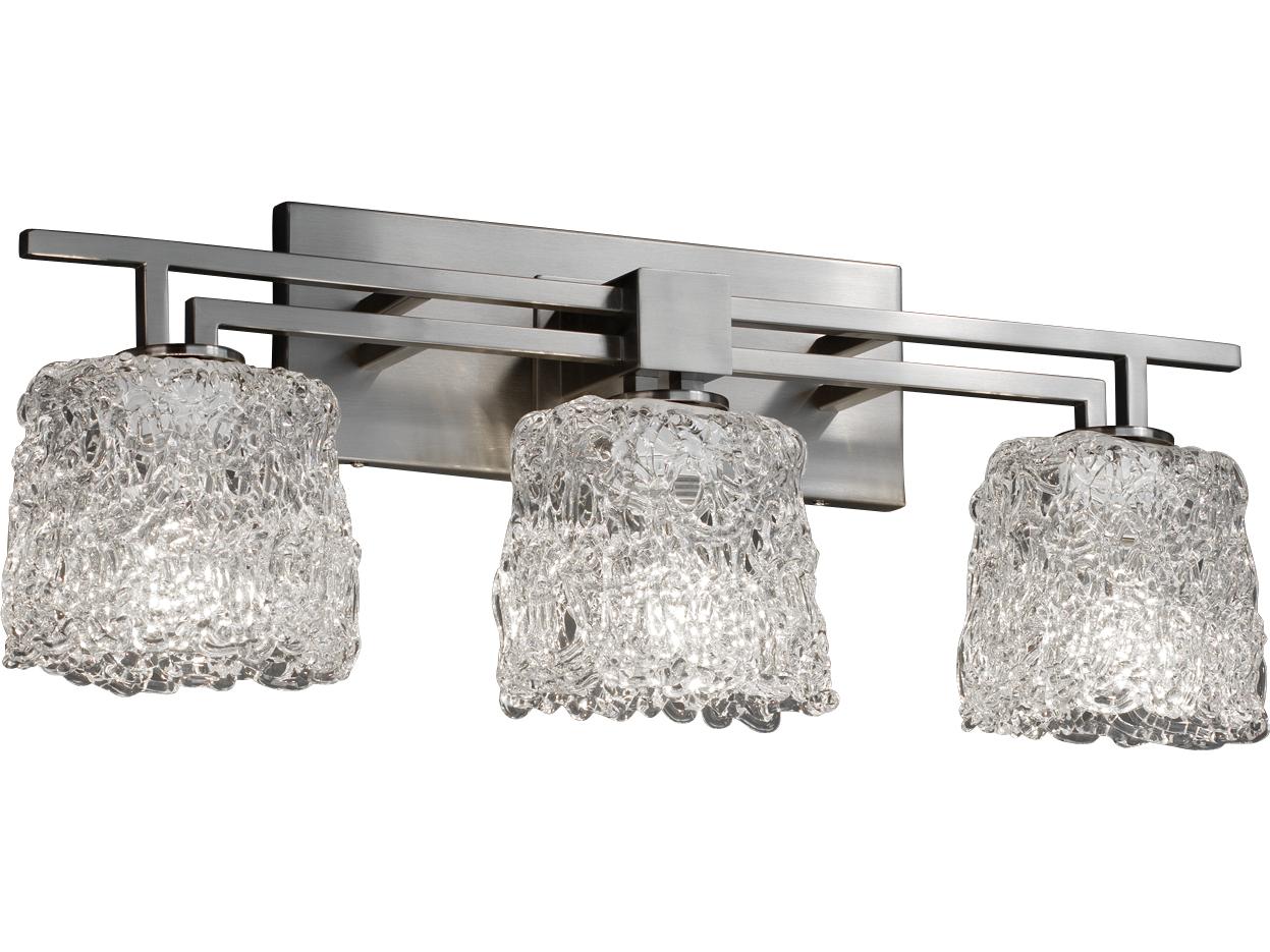 Justice Design Group Veneto Luce 3-Light Nickel Glass Vanity Light