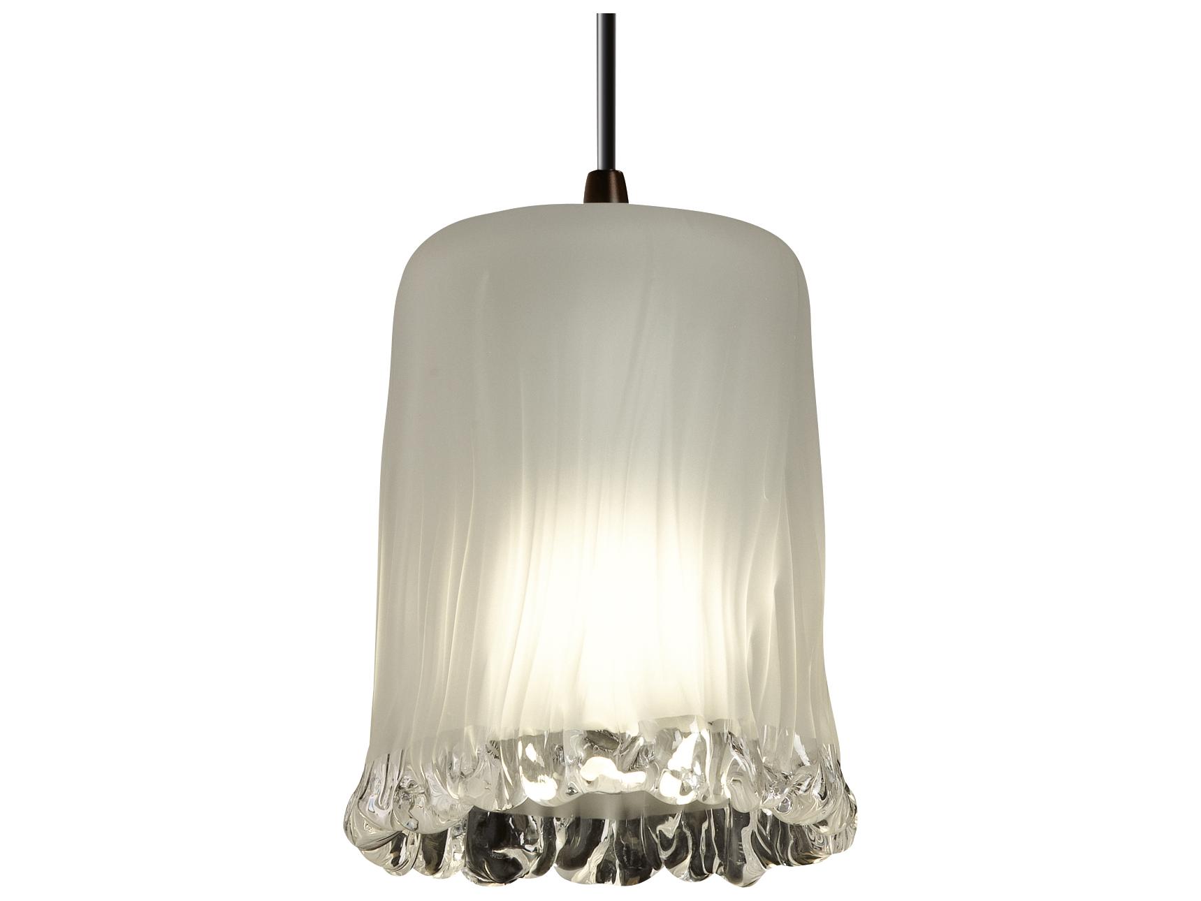 Justice Design Group Veneto Luce 1-Light Bronze Glass Cylinder Mini Pendant