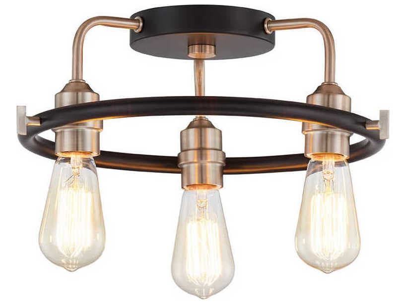 Justice Design Group 3-Light Matte Black Brass Flush Mount