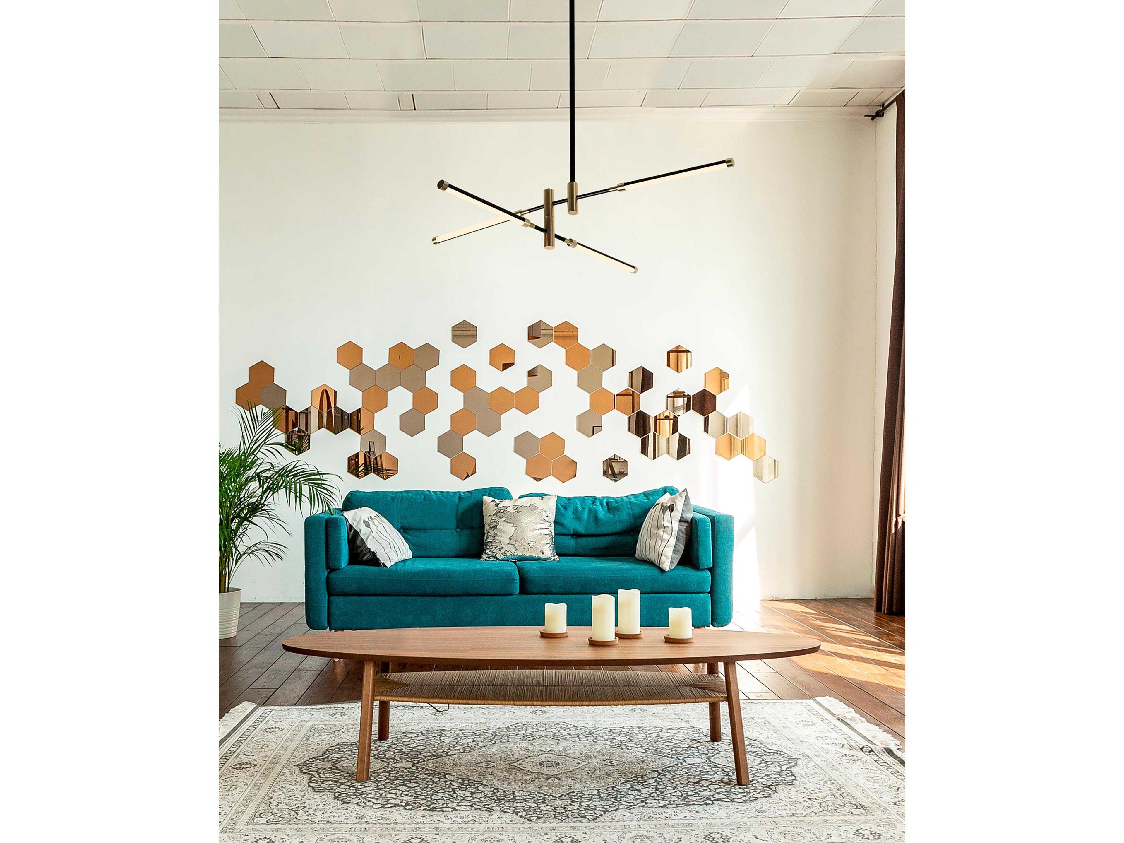 Justice Design Group 4-Light Matte Black Brass LED Linear Semi Flush Mount