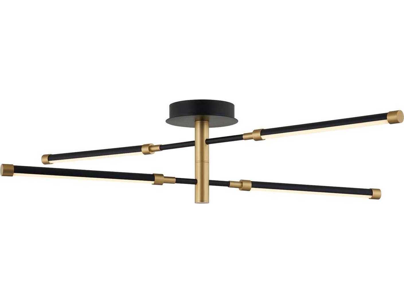 Justice Design Group 4-Light Matte Black Brass LED Linear Semi Flush Mount