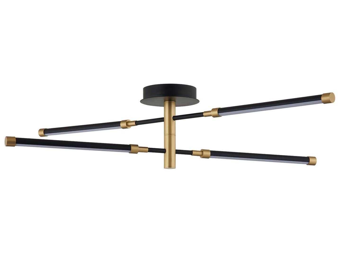 Justice Design Group 4-Light Matte Black Brass LED Linear Semi Flush Mount