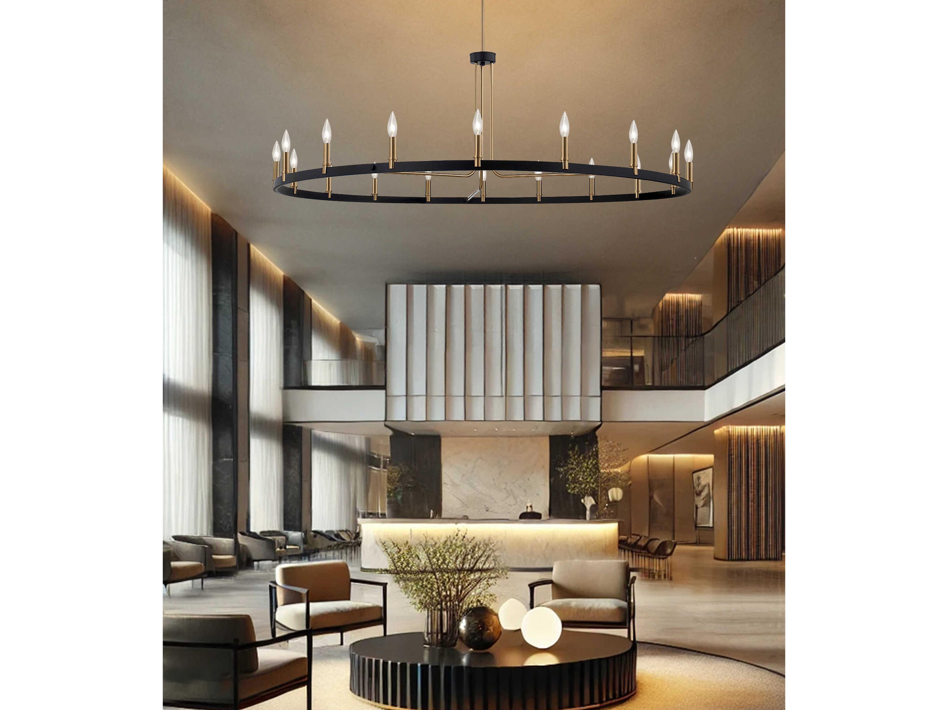 Justice Design Group 18-Light8-Light Matte Black Brass Chandelier