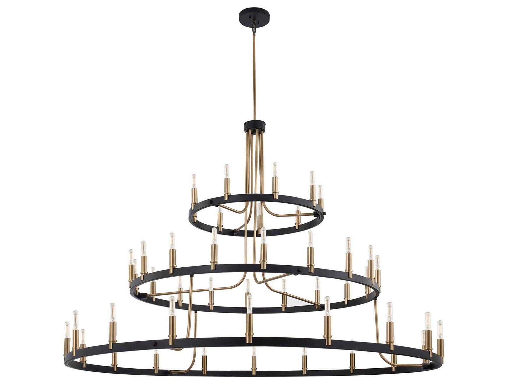 Justice Design Group 45-Light Matte Black Brass Tiered Chandelier