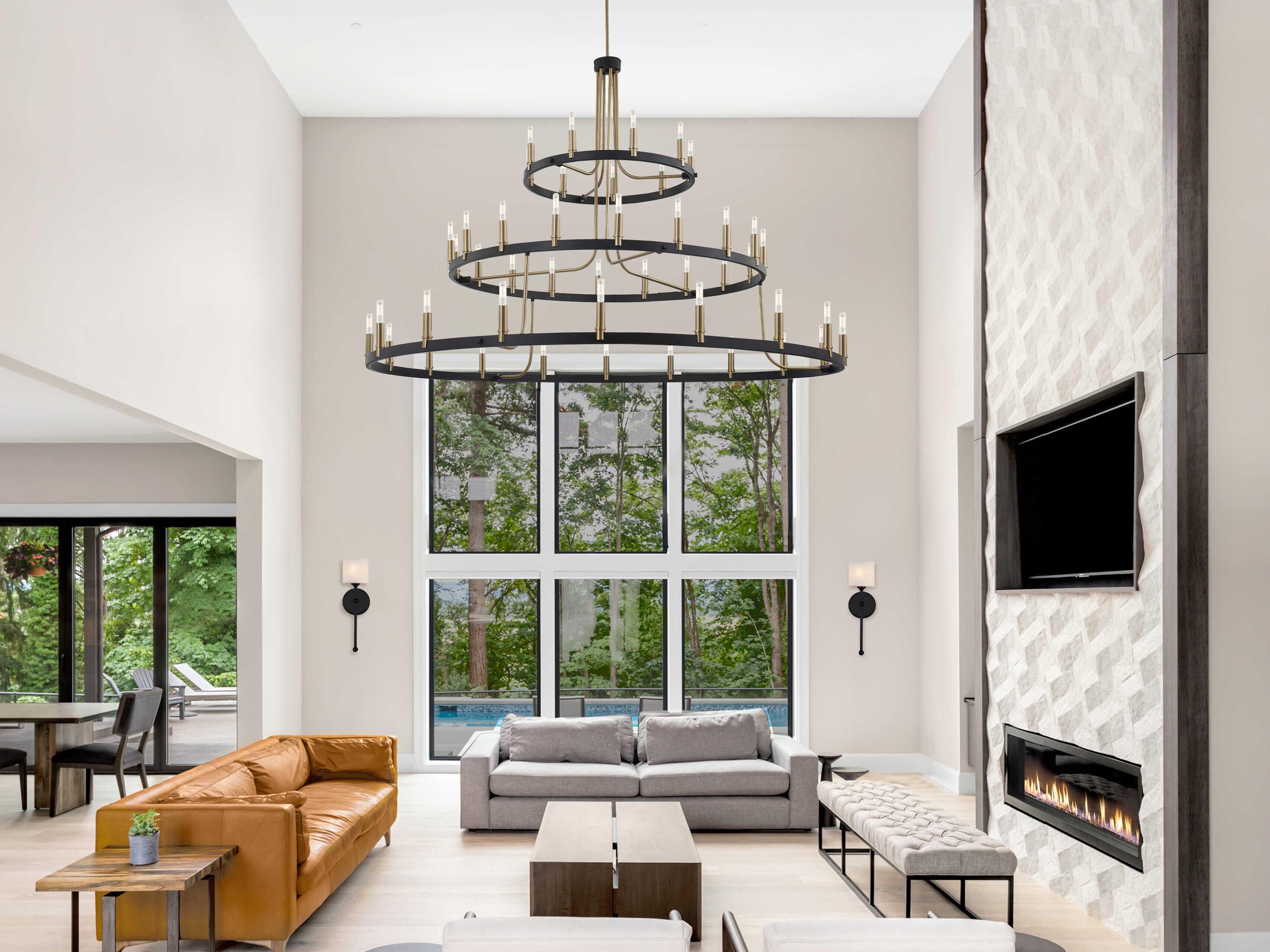 Justice Design Group 45-Light Matte Black Brass Tiered Chandelier