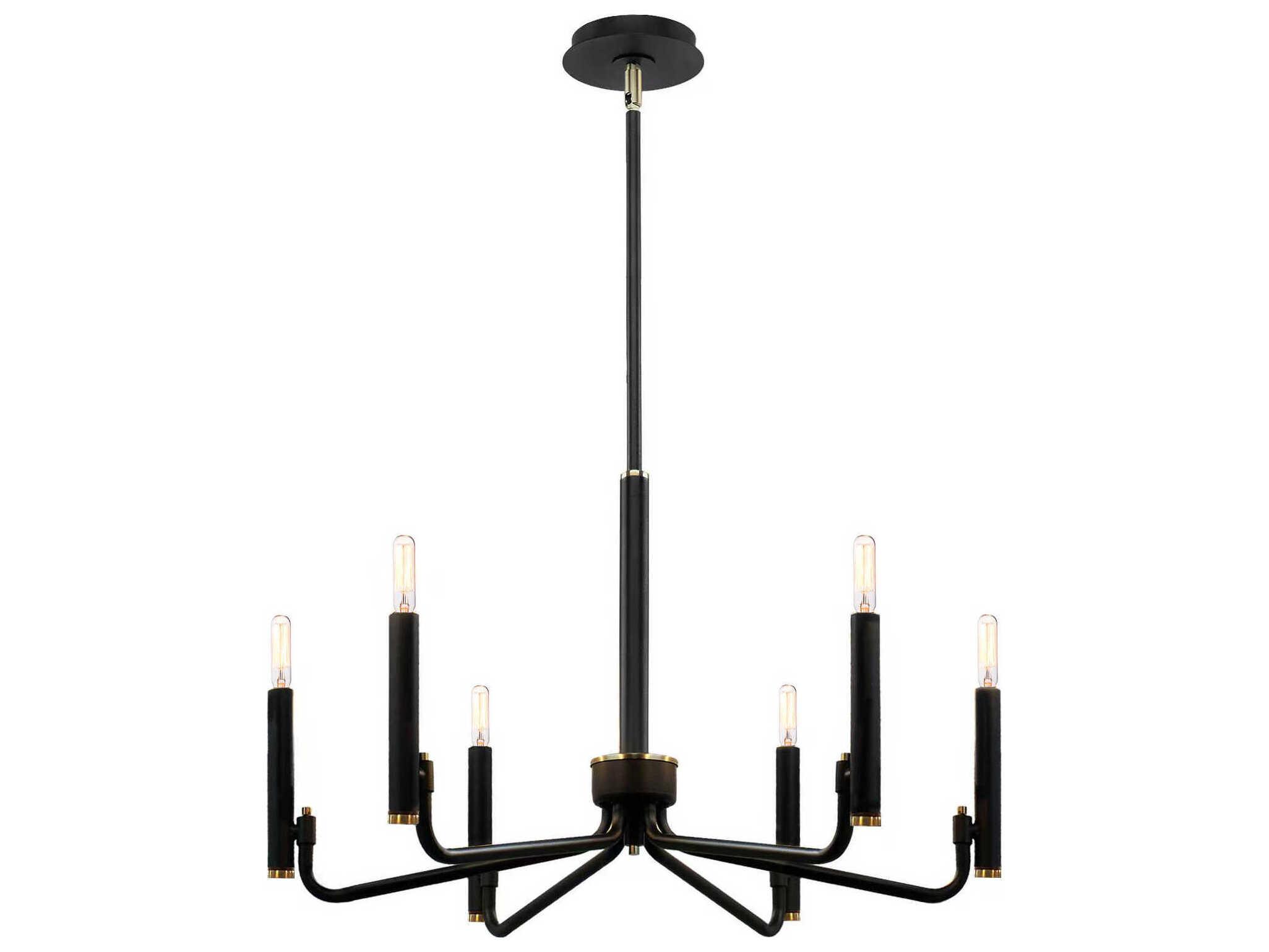 Justice Design Group Bedford 6-Light Matte Black Brass Candelabra Chandelier
