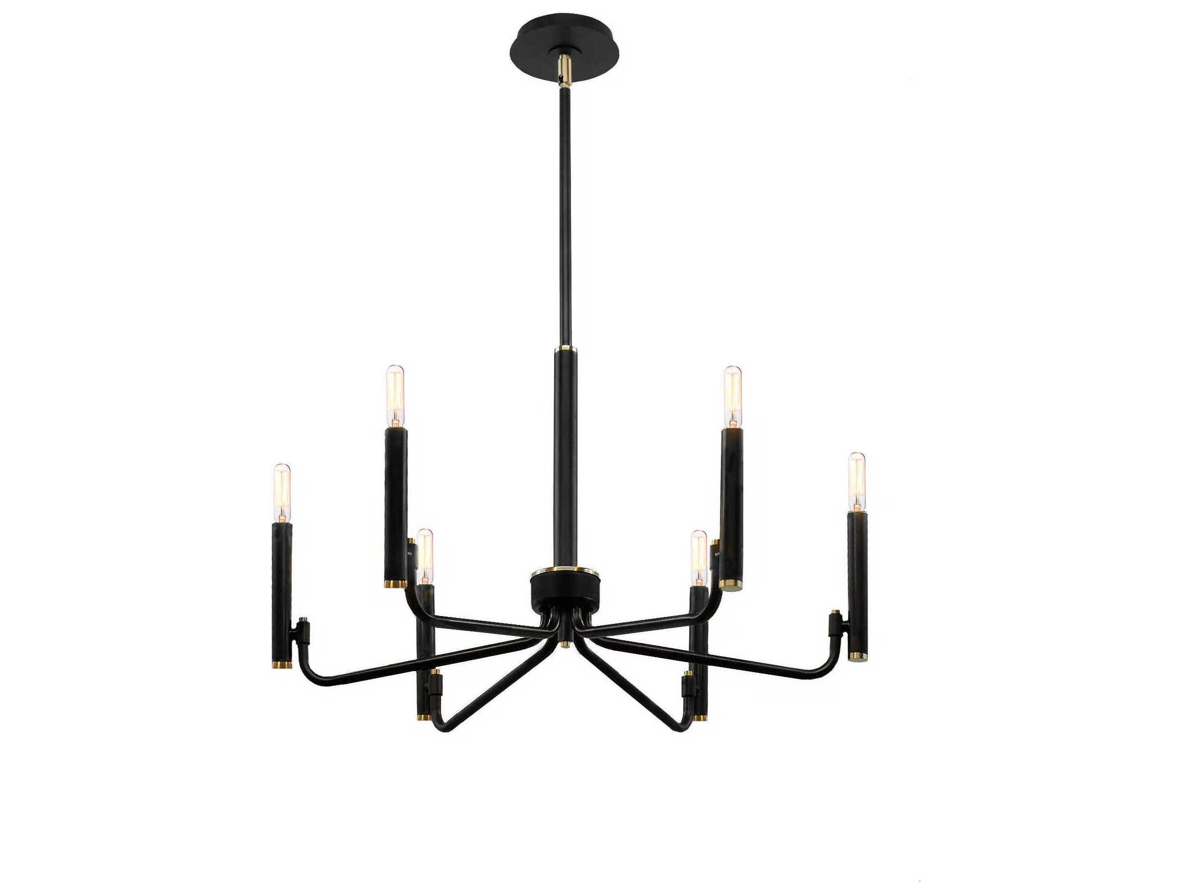 Justice Design Group Bedford 6-Light Matte Black Brass Candelabra Chandelier