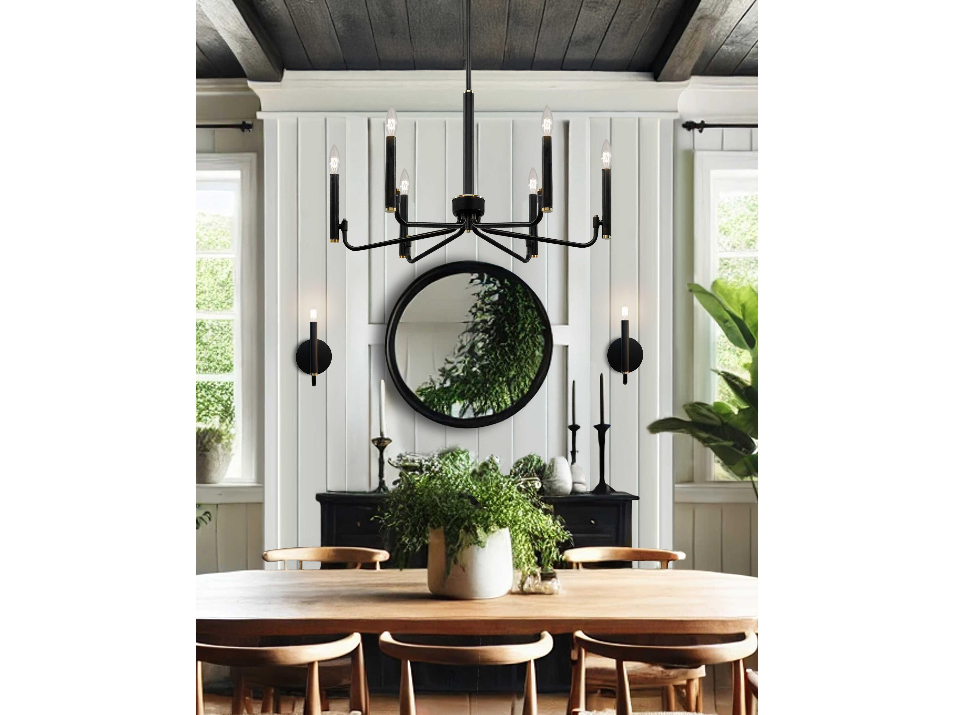 Justice Design Group Bedford 6-Light Matte Black Brass Candelabra Chandelier