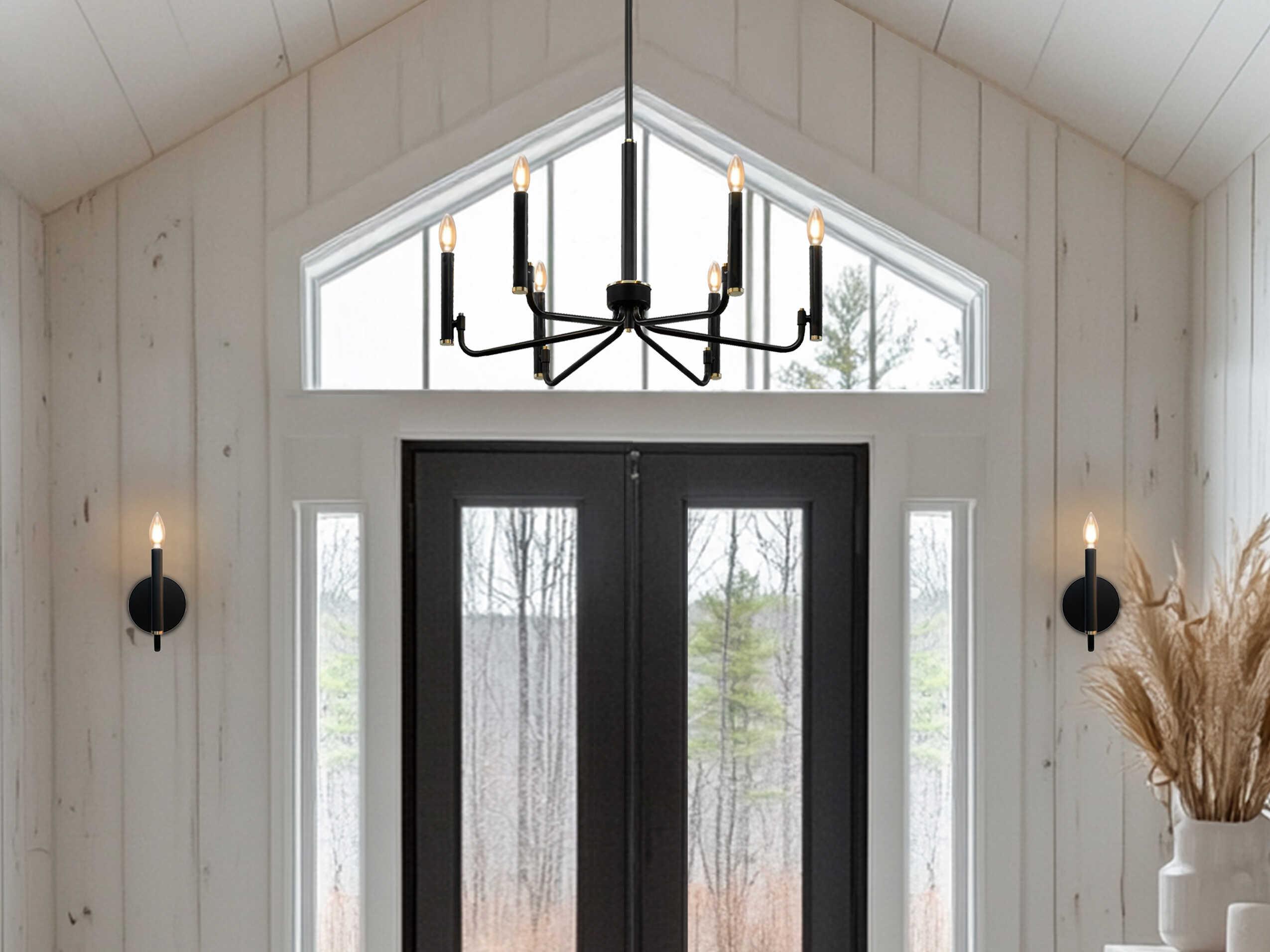 Justice Design Group Bedford 6-Light Matte Black Brass Candelabra Chandelier