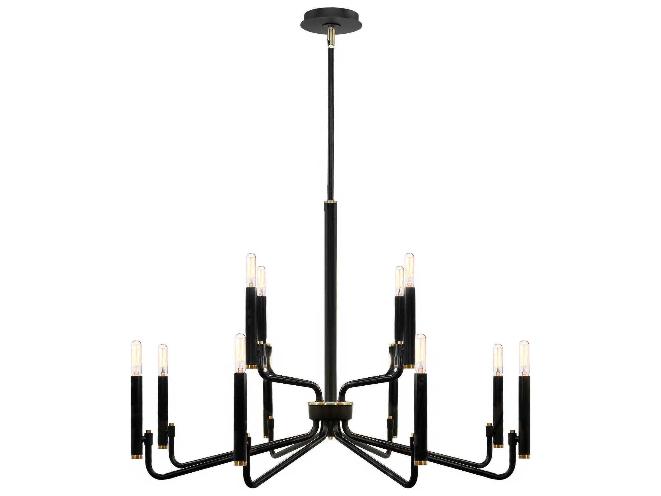 Justice Design Group Bedford 12-Light Matte Black Brass Candelabra Chandelier