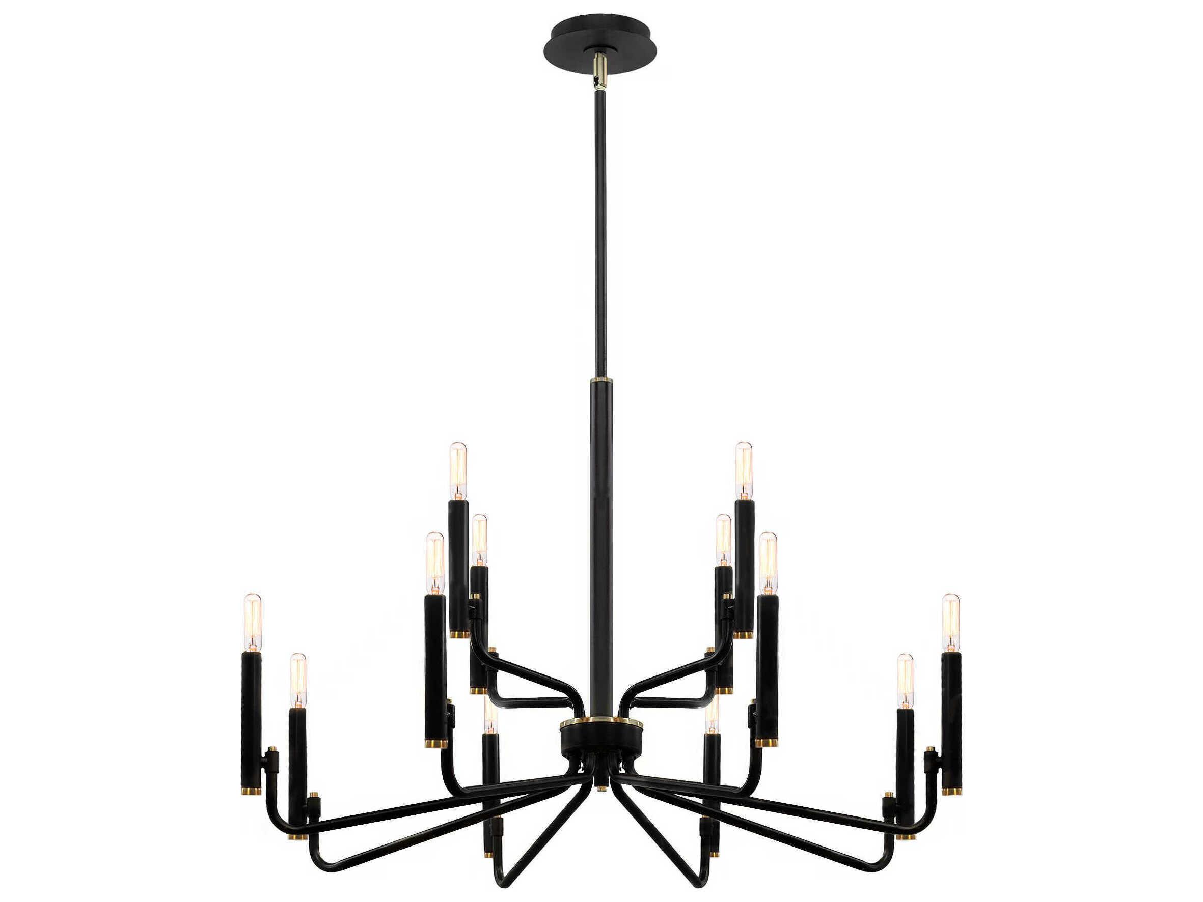 Justice Design Group Bedford 12-Light Matte Black Brass Candelabra Chandelier