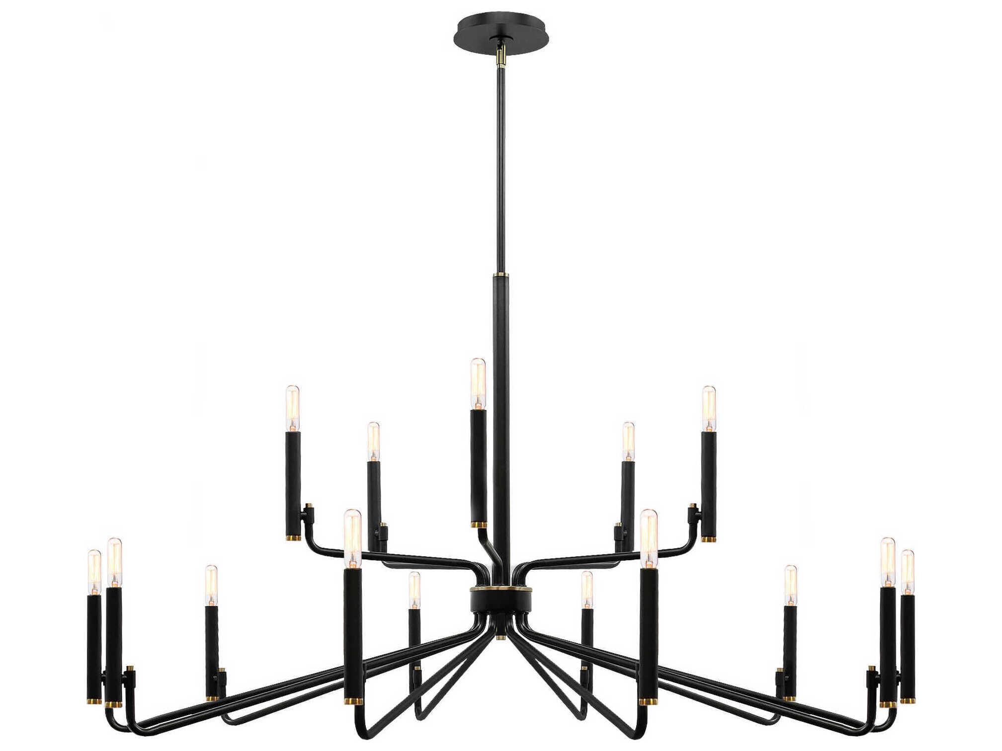 Justice Design Group Bedford 15-Light Matte Black Brass Candelabra Chandelier