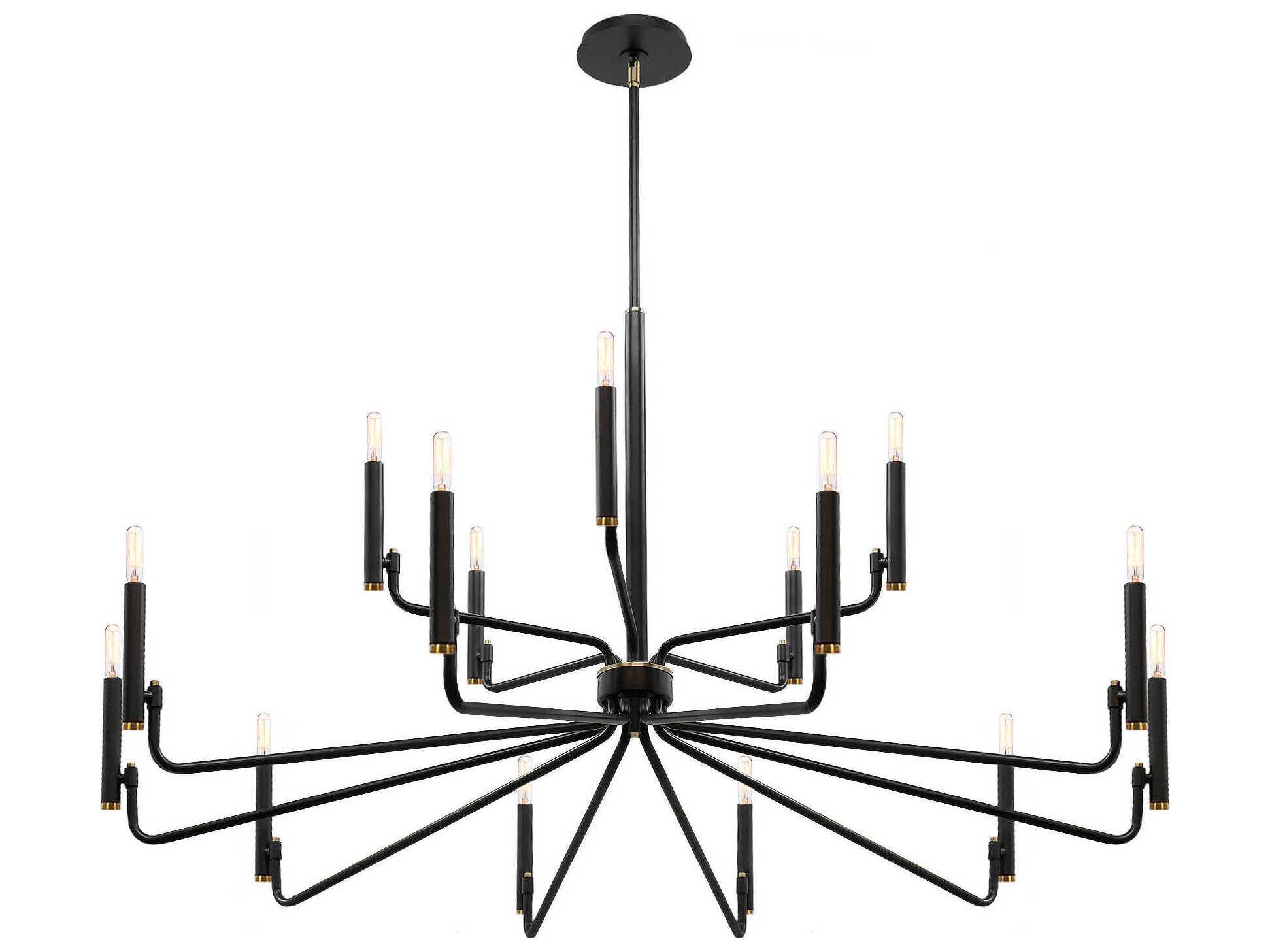 Justice Design Group Bedford 15-Light Matte Black Brass Candelabra Chandelier