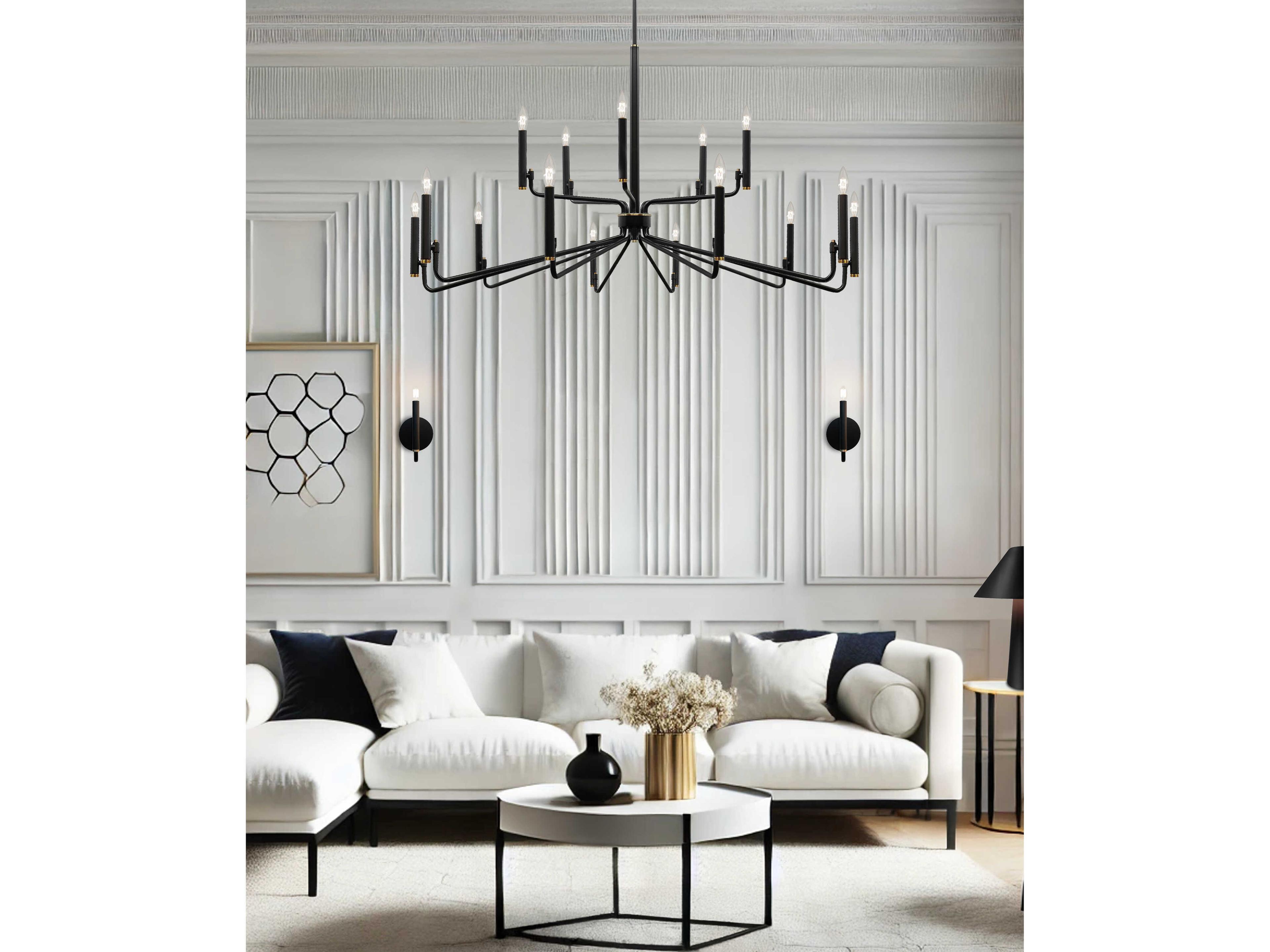 Justice Design Group Bedford 15-Light Matte Black Brass Candelabra Chandelier