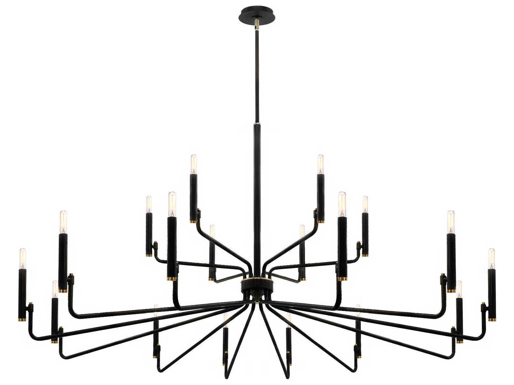 Justice Design Group Bedford 18-Light Matte Black Brass Candelabra Chandelier