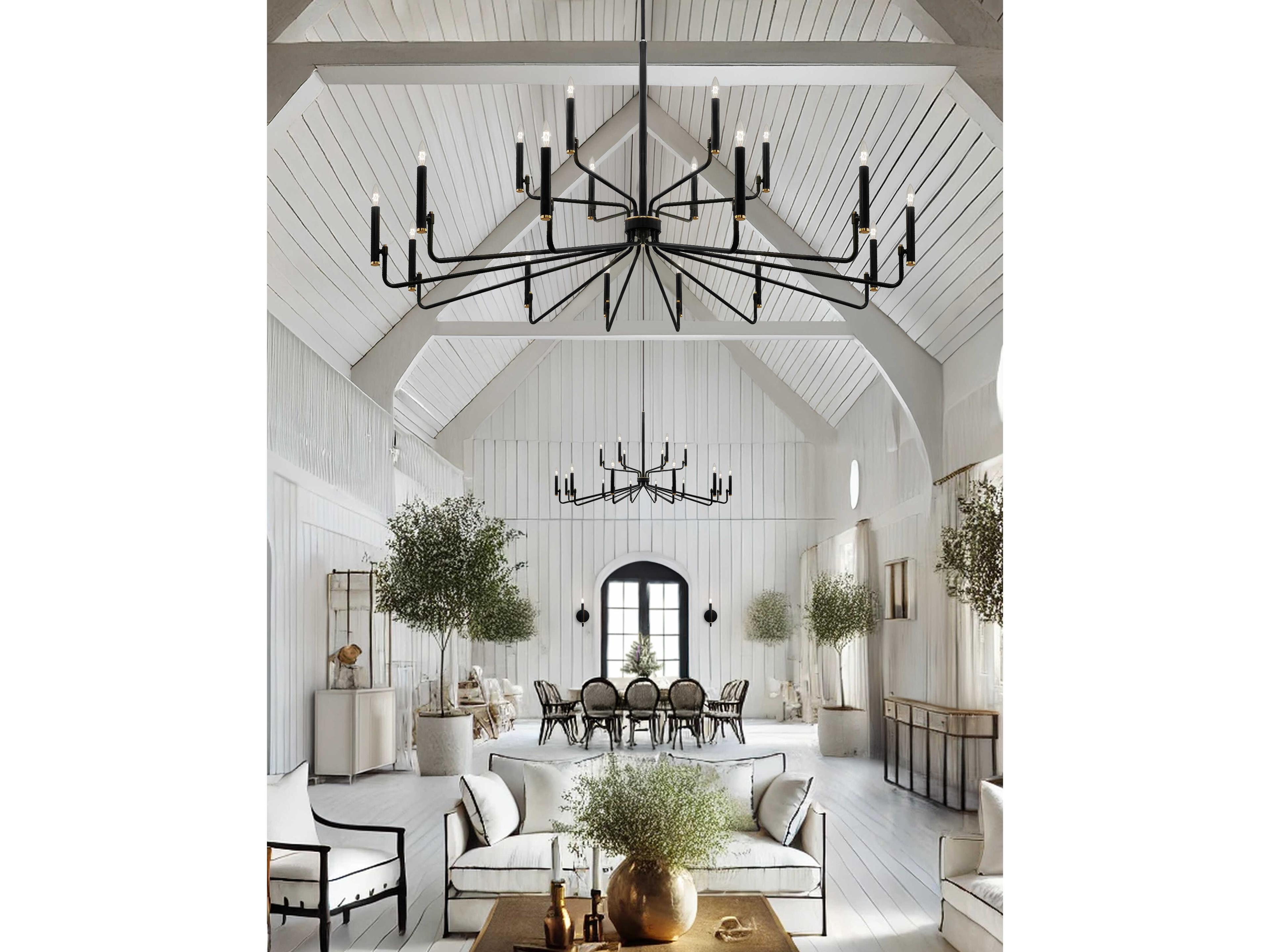 Justice Design Group Bedford 18-Light Matte Black Brass Candelabra Chandelier