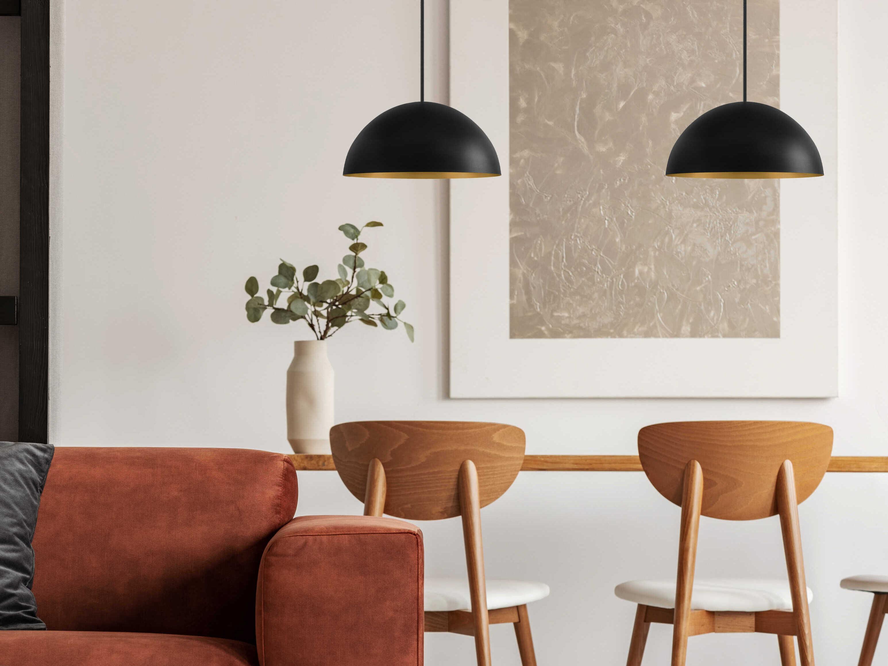 Justice Design Group Elias 1-Light Matte Black Champagne Gold Dome Pendant