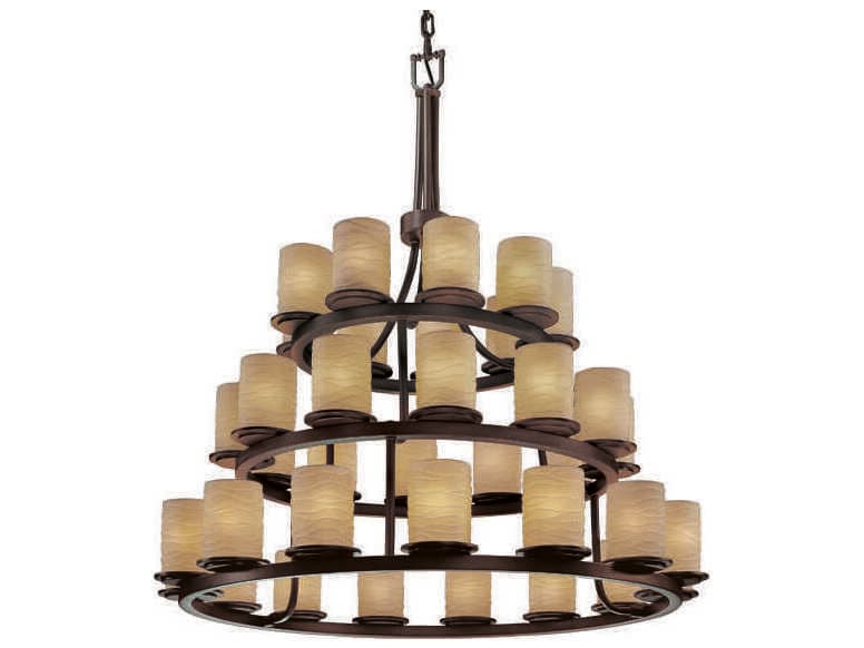 Justice Design Group Limoges 36-Light Bronze Cylinder Tiered Chandelier