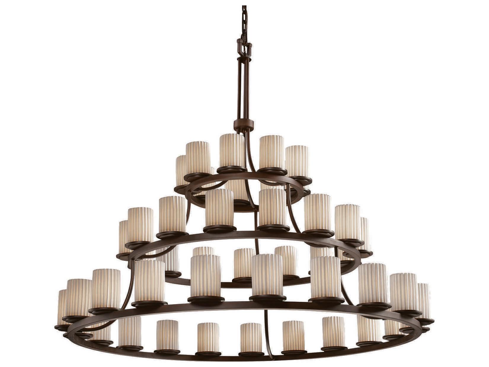 Justice Design Group Limoges 45-Light Bronze Cylinder Tiered Chandelier