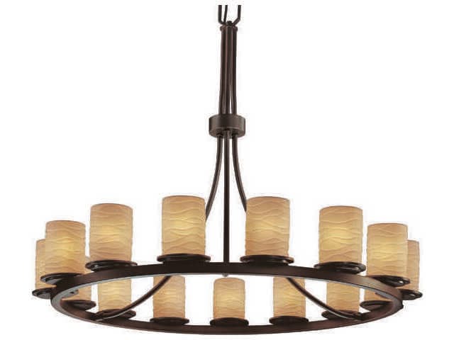 Justice Design Group Limoges 15-Light Bronze Cylinder Chandelier