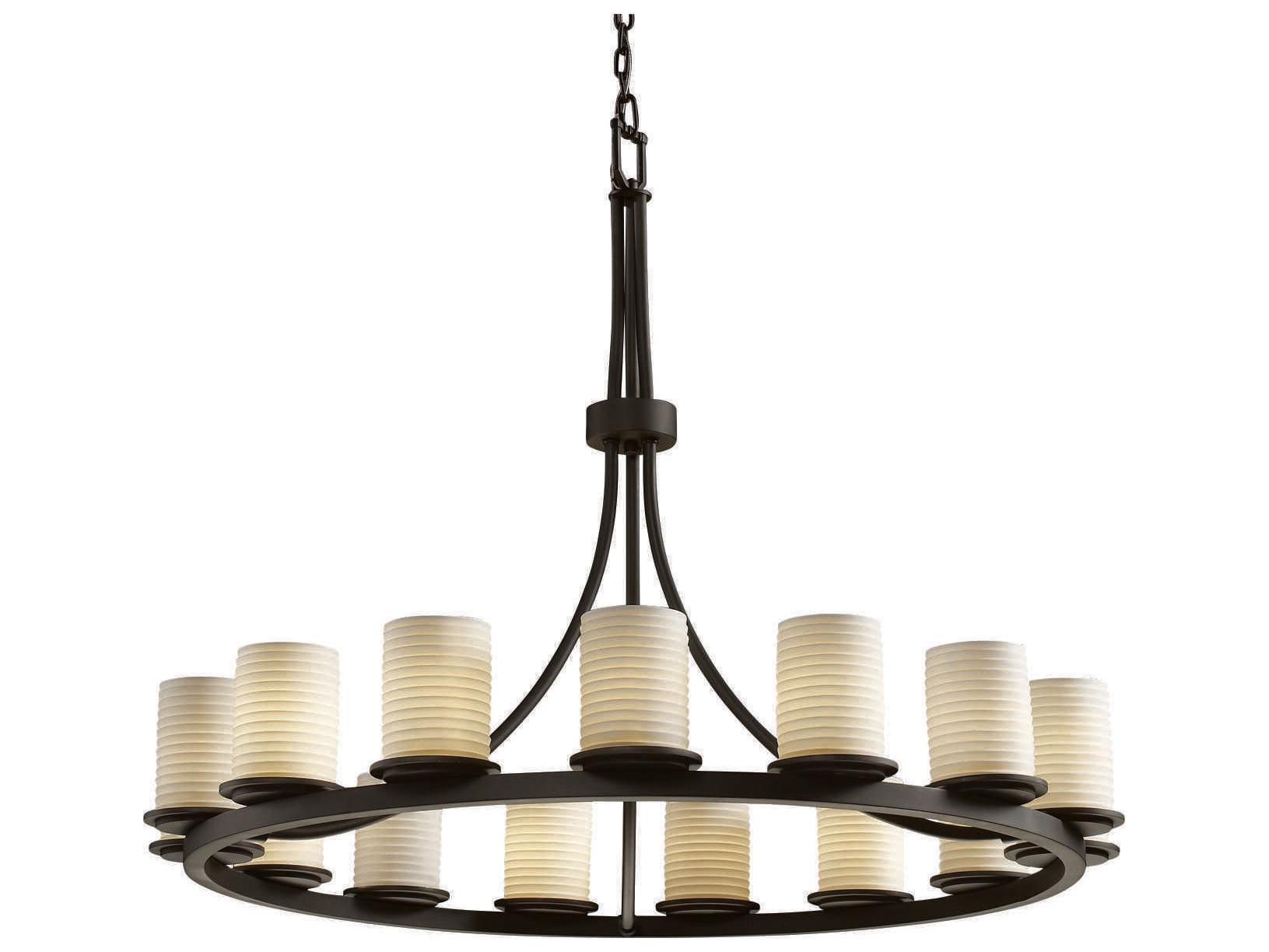 Justice Design Group Limoges 15-Light Bronze Cylinder Chandelier