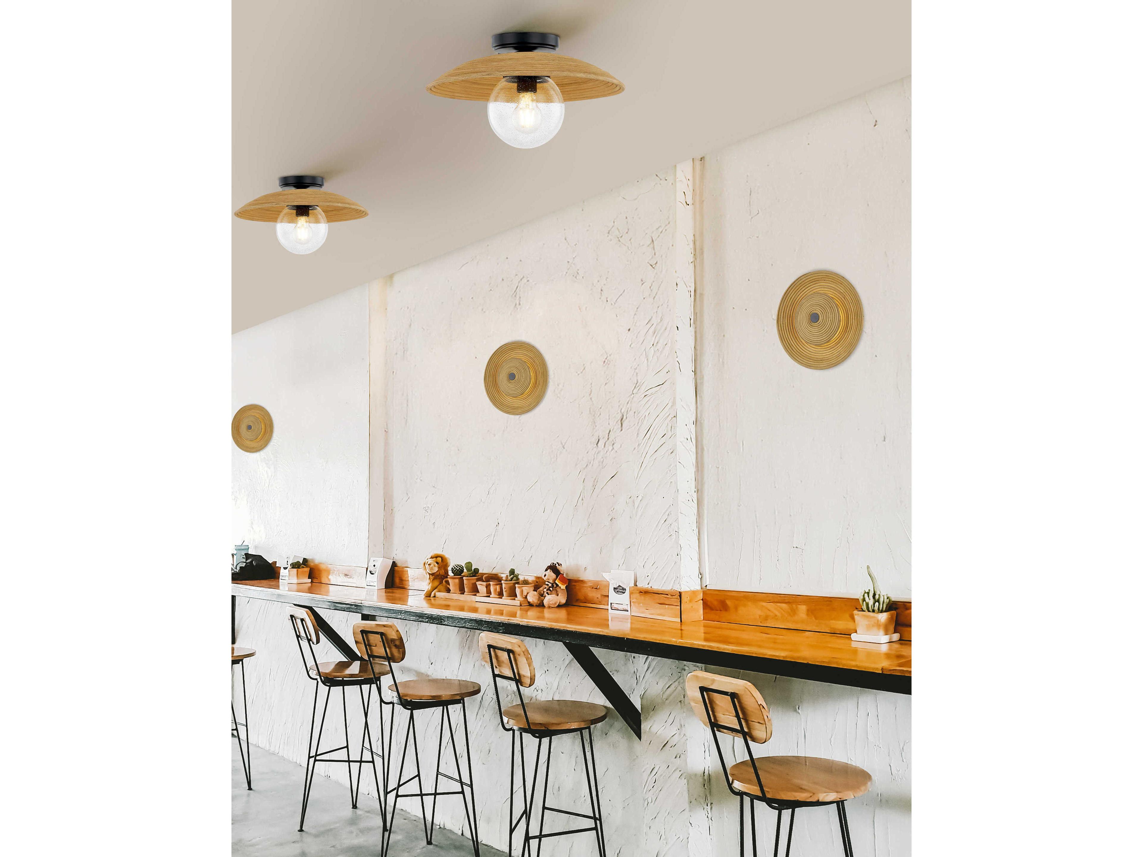 Justice Design Group Caribe Rattan 1-Light Matte Black Dome Semi Flush Mount