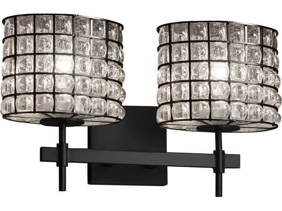 Justice Design Group Wire Glass 2-Light Black Vanity Light