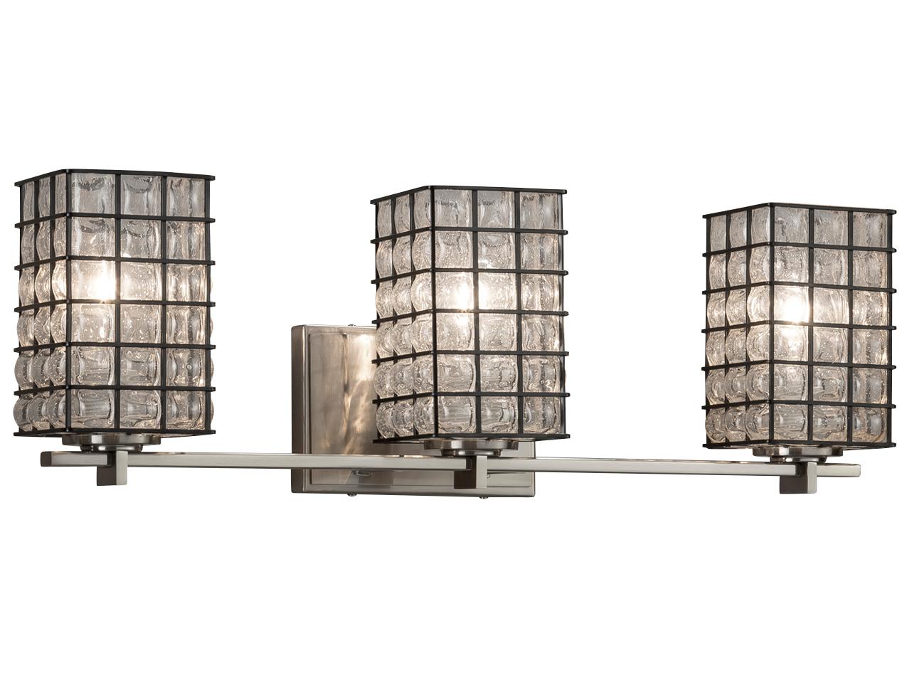 Justice Design Group Wire Glass 3-Light Nickel Vanity Light