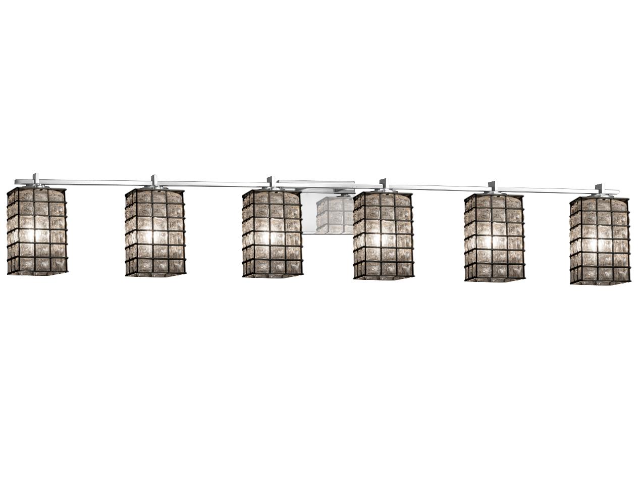 Justice Design Group Wire Glass 6-Light Nickel Vanity Light