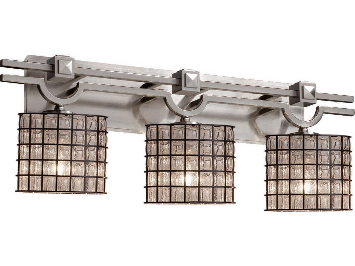 Justice Design Group Wire Glass 3-Light Nickel Vanity Light