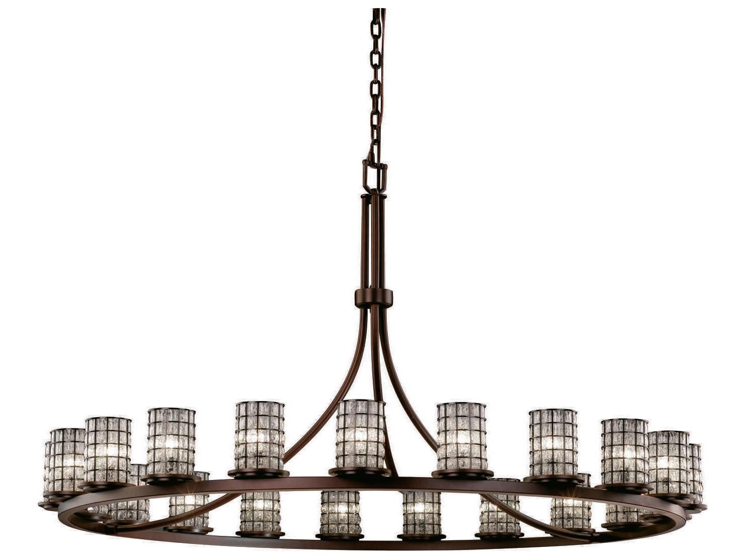 Justice Design Group Wire Glass 21-Light Bronze Cylinder Chandelier