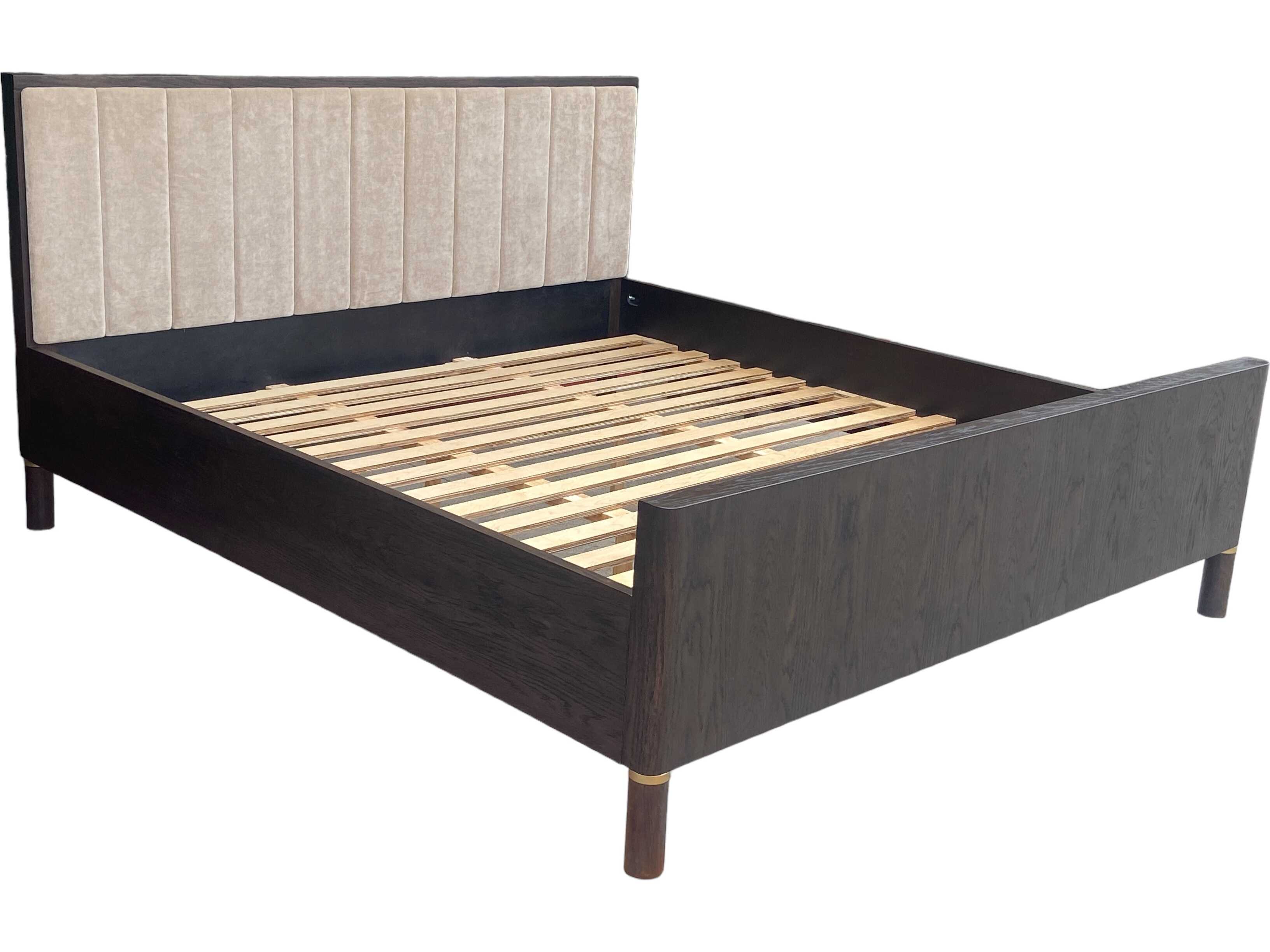 Unique Furniture Arun Espresso Oil Brown Oak Wood King Panel Bed