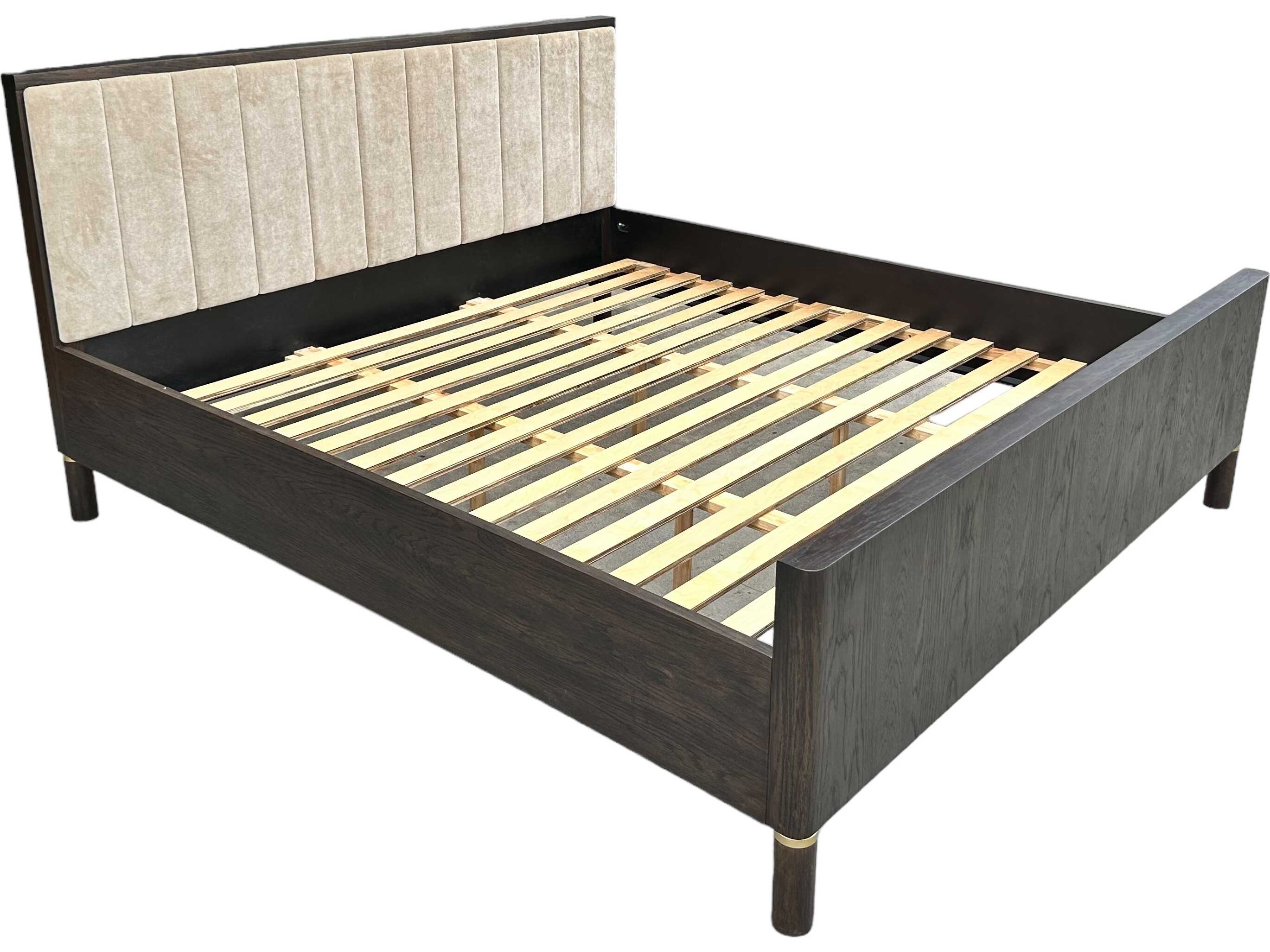 Unique Furniture Arun Espresso Oil Brown Oak Wood King Panel Bed