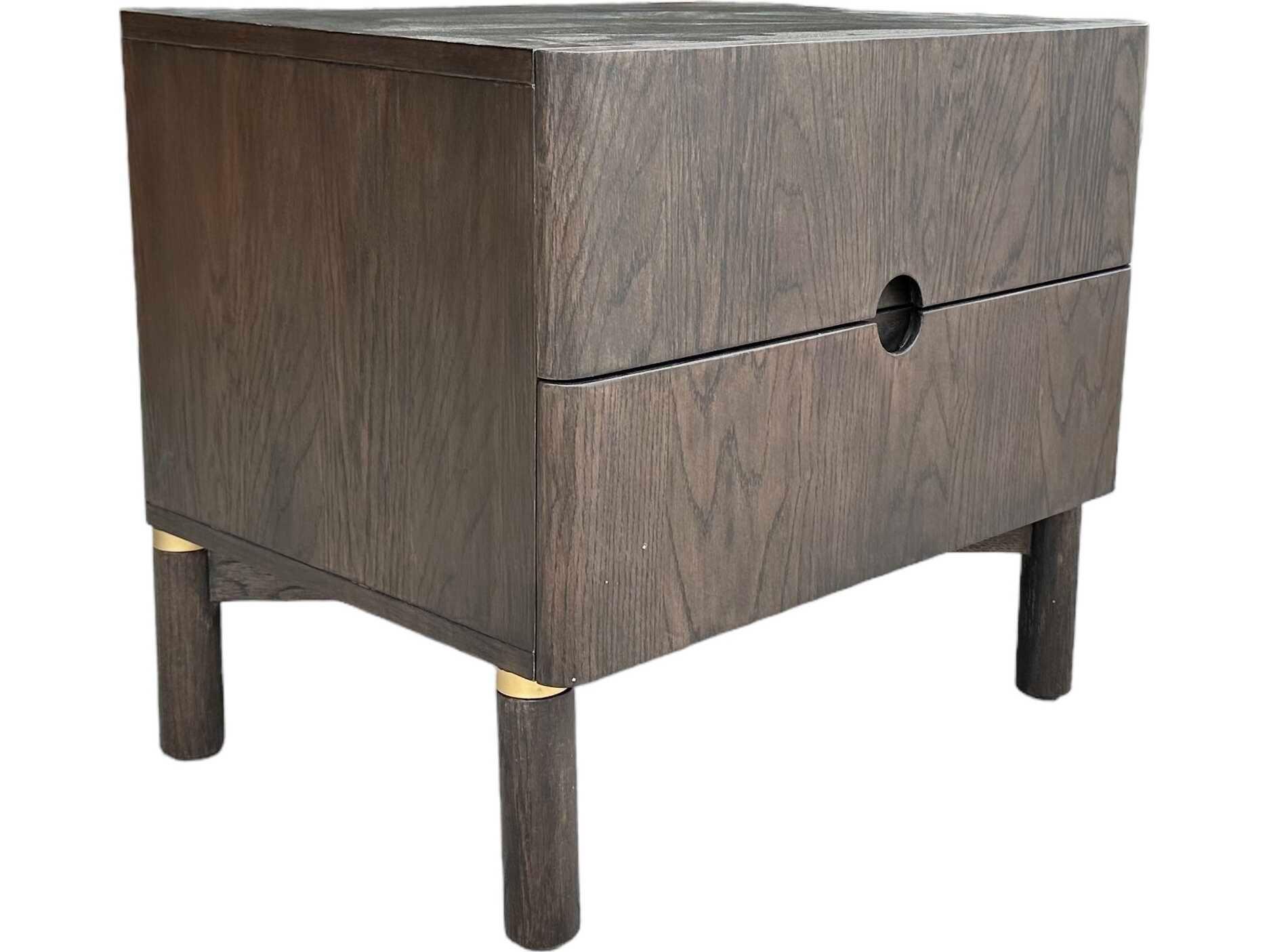 Unique Furniture Arun 2-Drawers Brown Oak Wood Nightstand