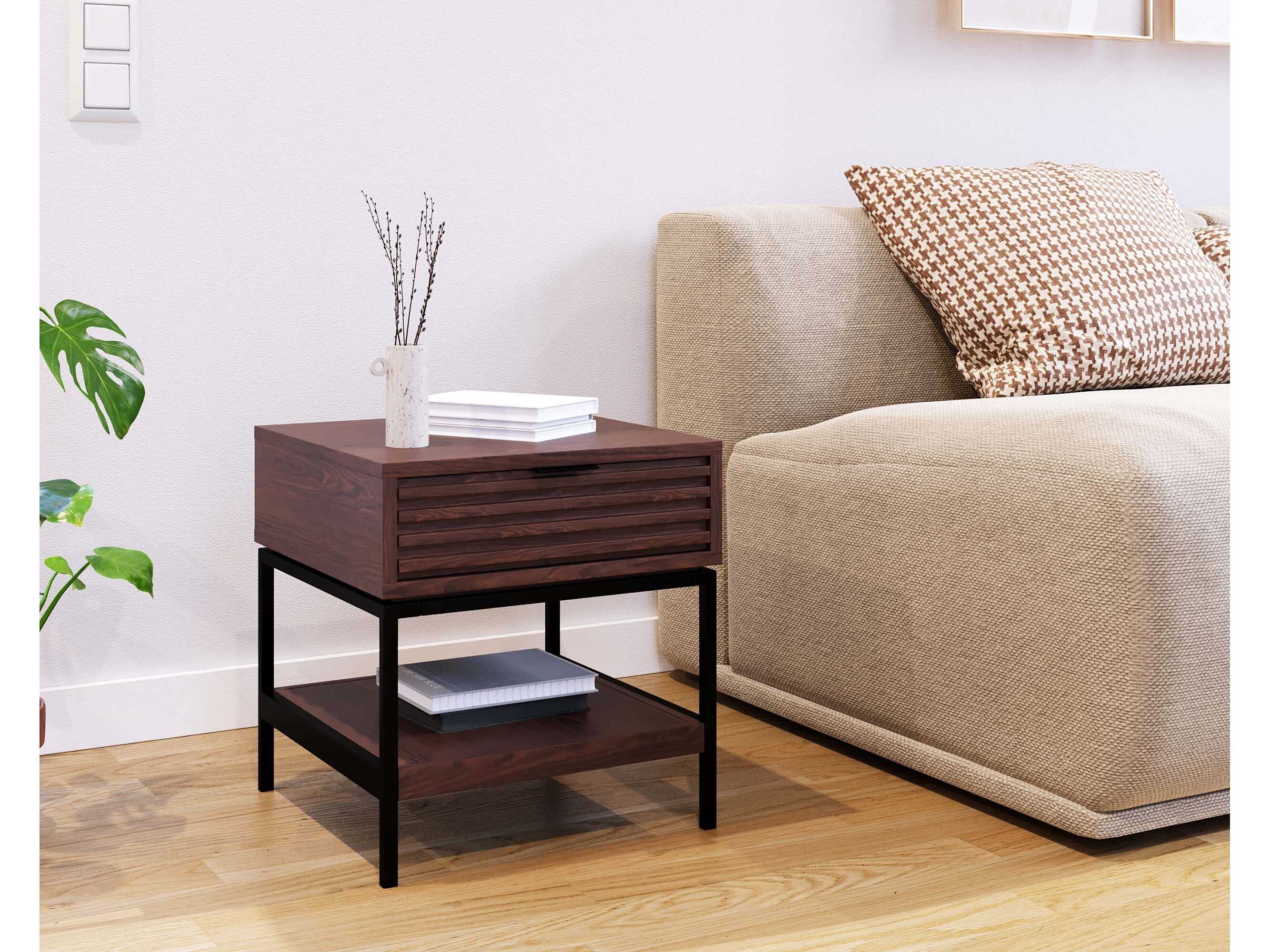 Unique Furniture Bisana Rectangular Wood Brown End Table